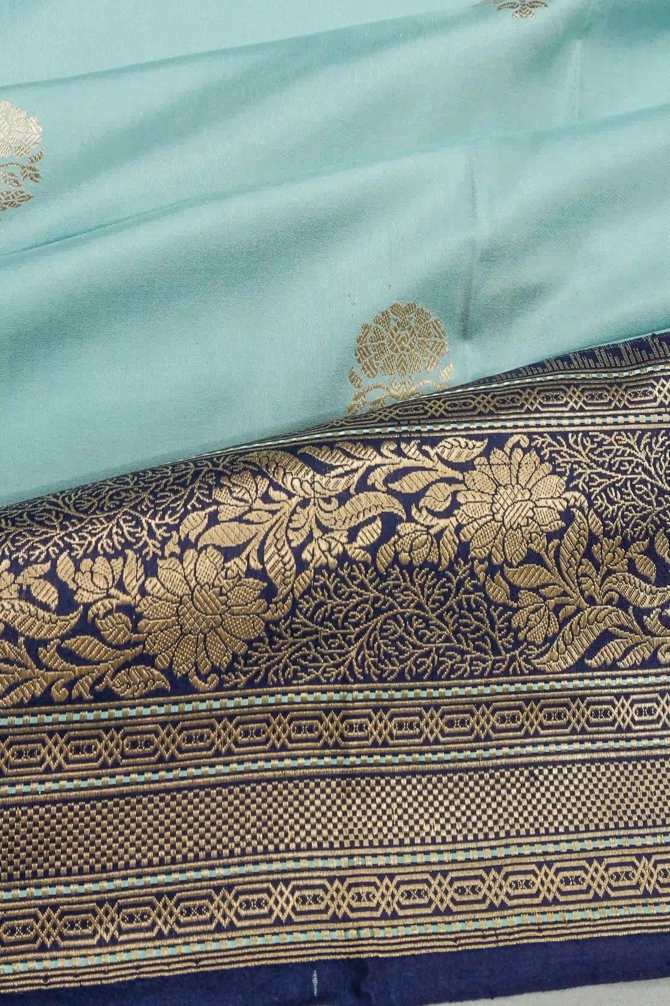 Banarasi Silk Butta Sage Blue Saree