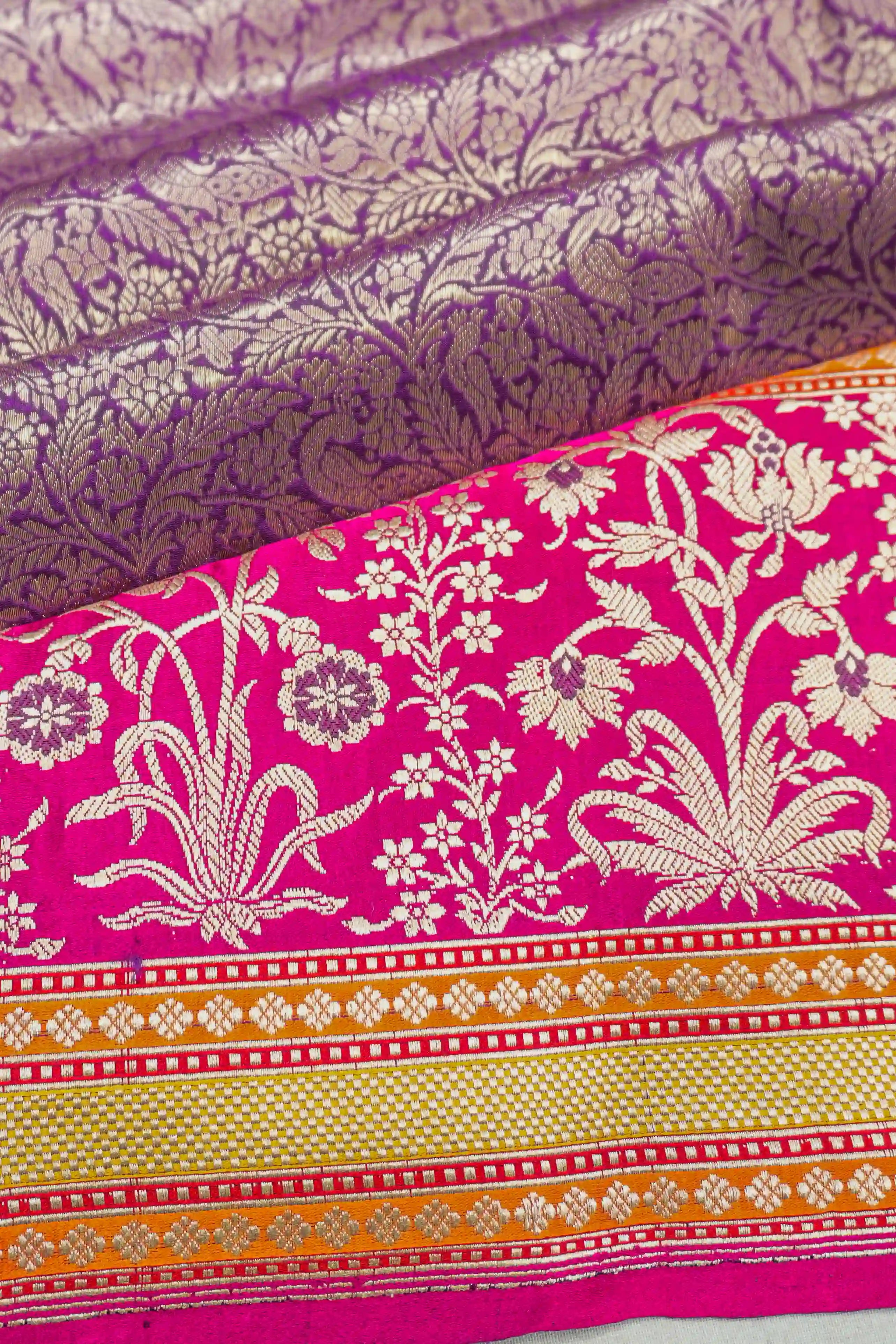 Banarasi Silk Tissue Brocade Purple Saree