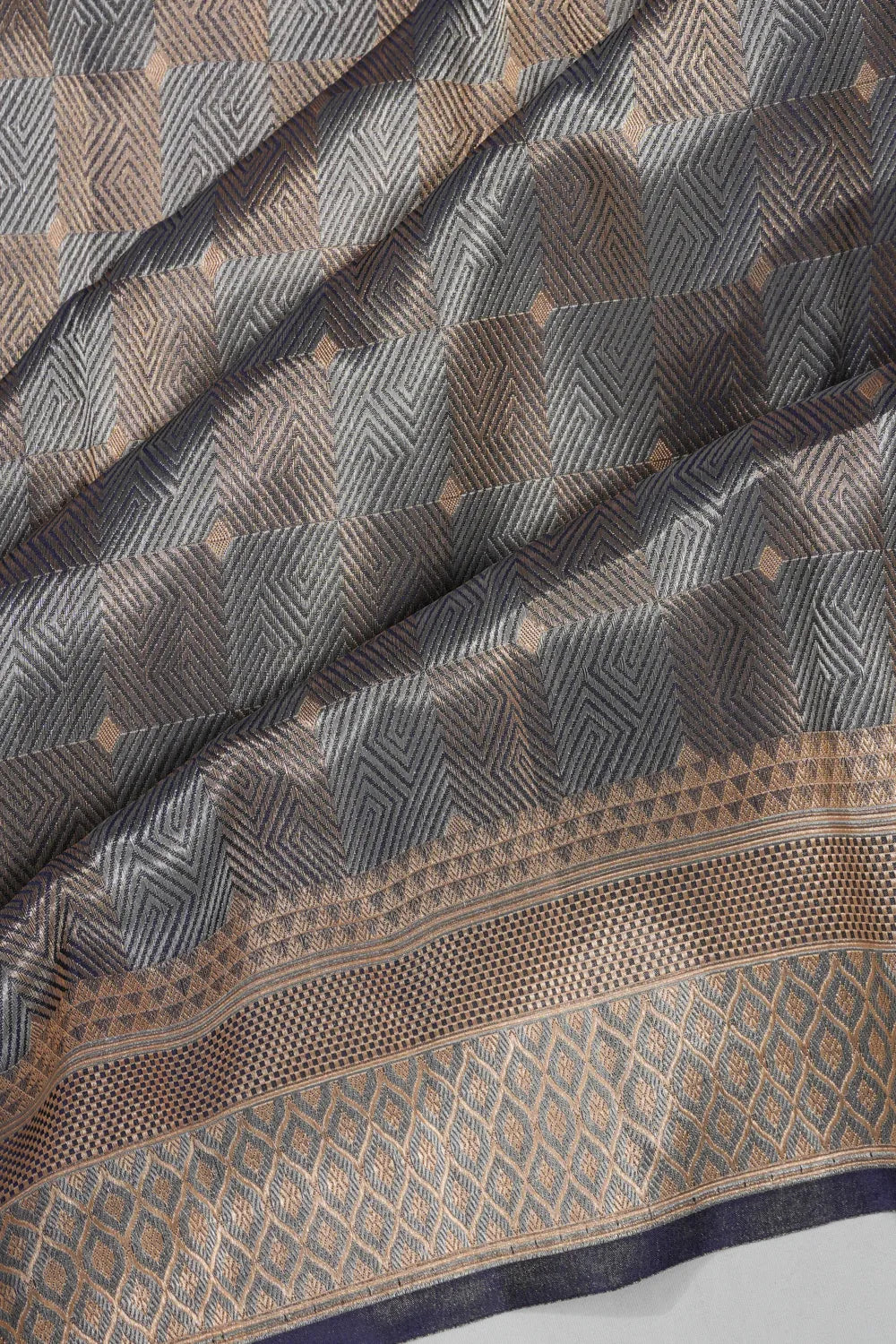 Banarasi Silk Geometrical Brocade Dark Blue Saree