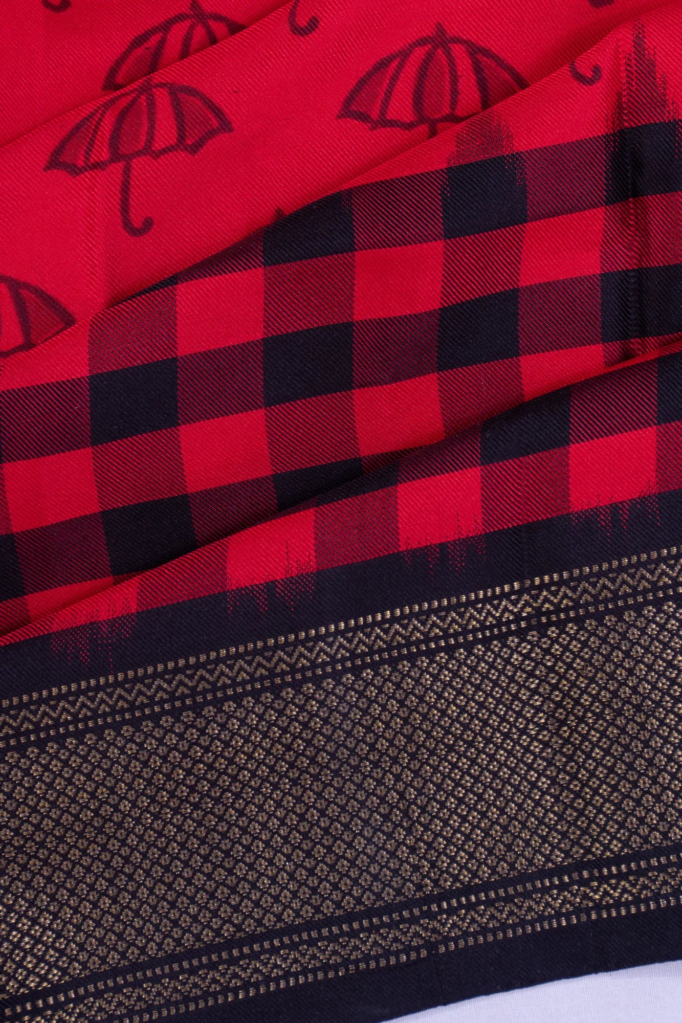 Kanchipuram Silk Twill Printed Red Saree