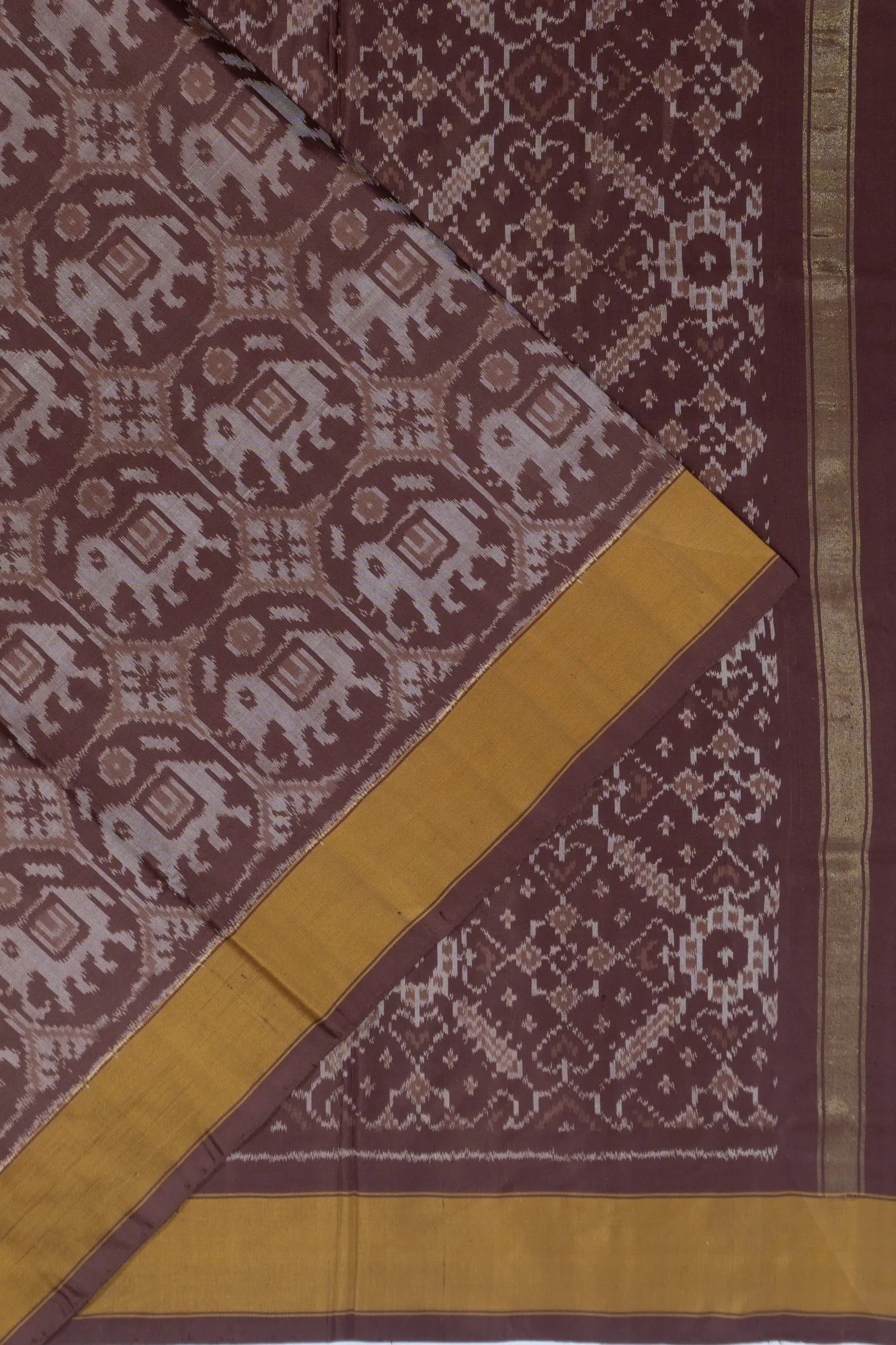 Pochampally Silk Ikat Brown Saree