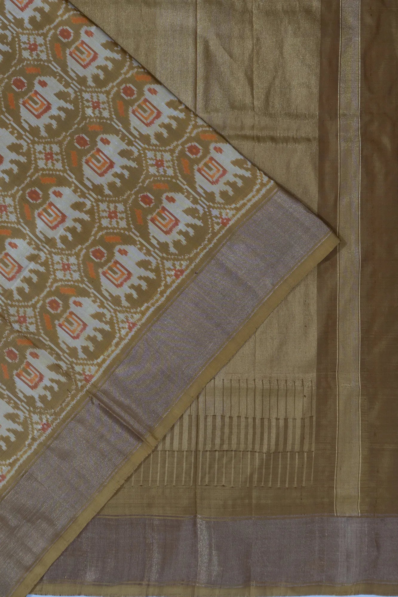 Pochampally Silk Ikat Mehendi Green Saree