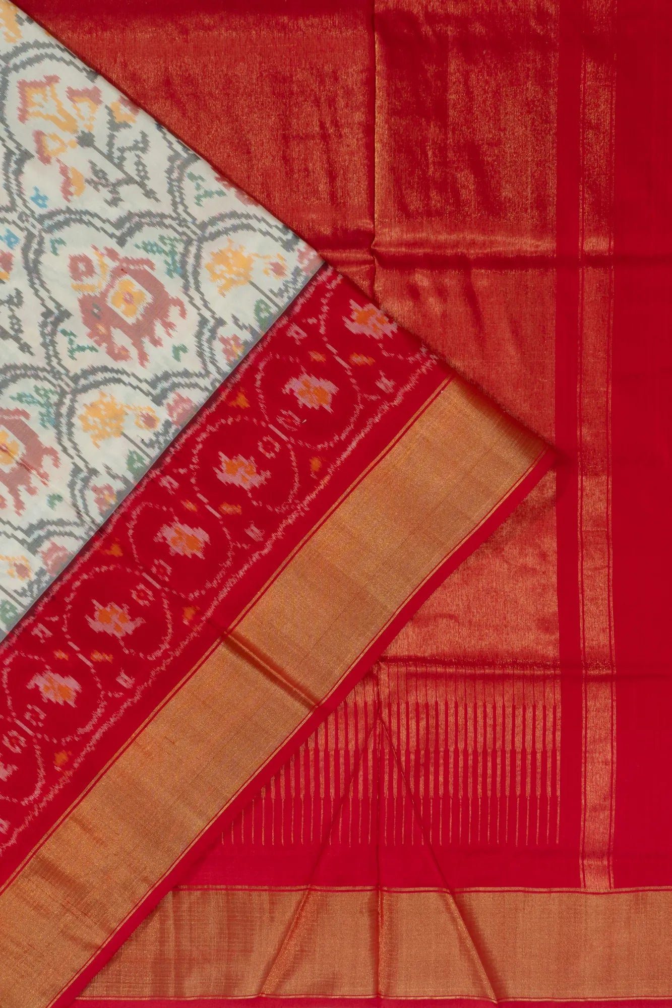 Pochampally Silk Ikat Off White Saree
