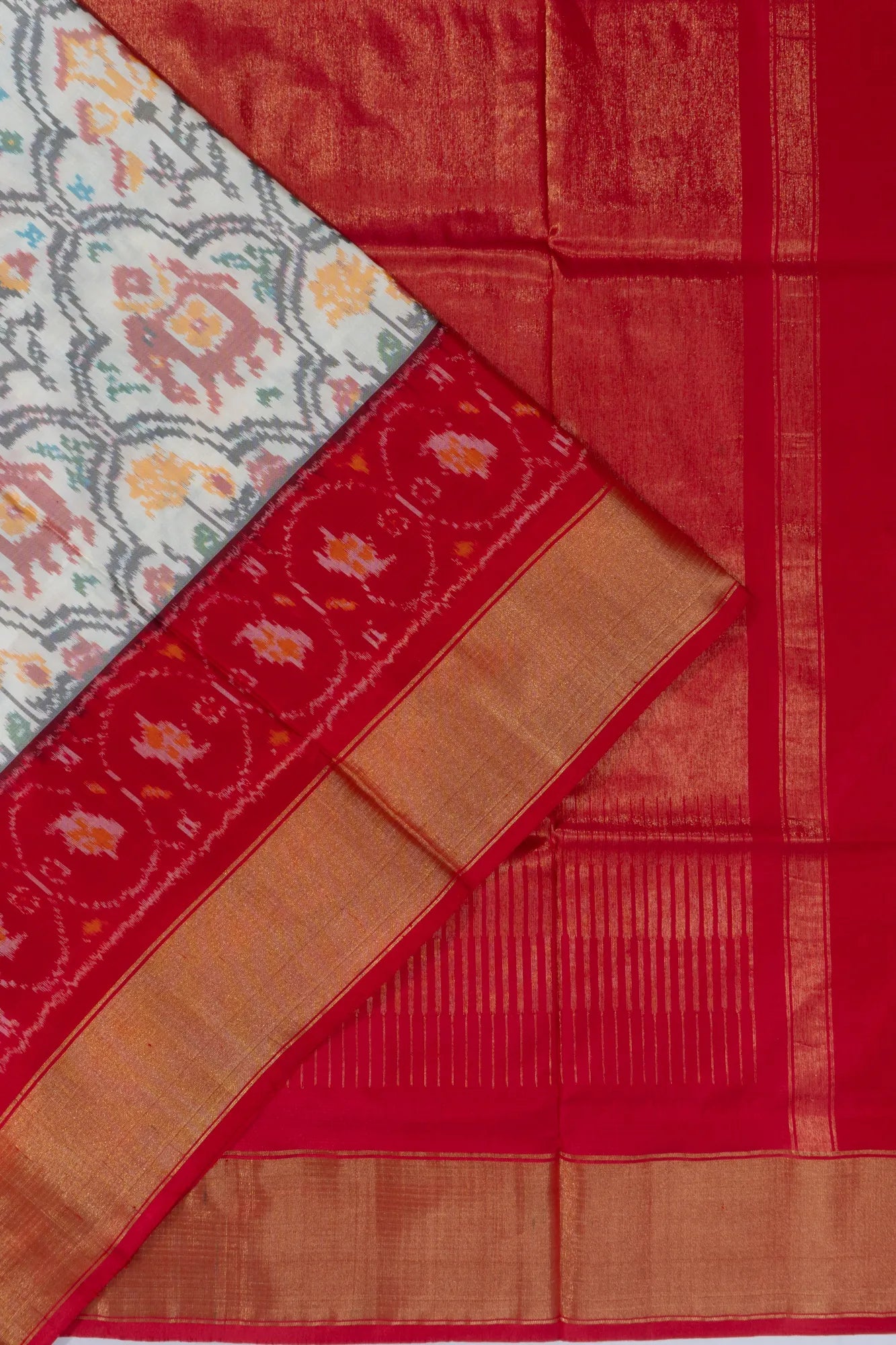 Pochampally Silk Ikat White Saree