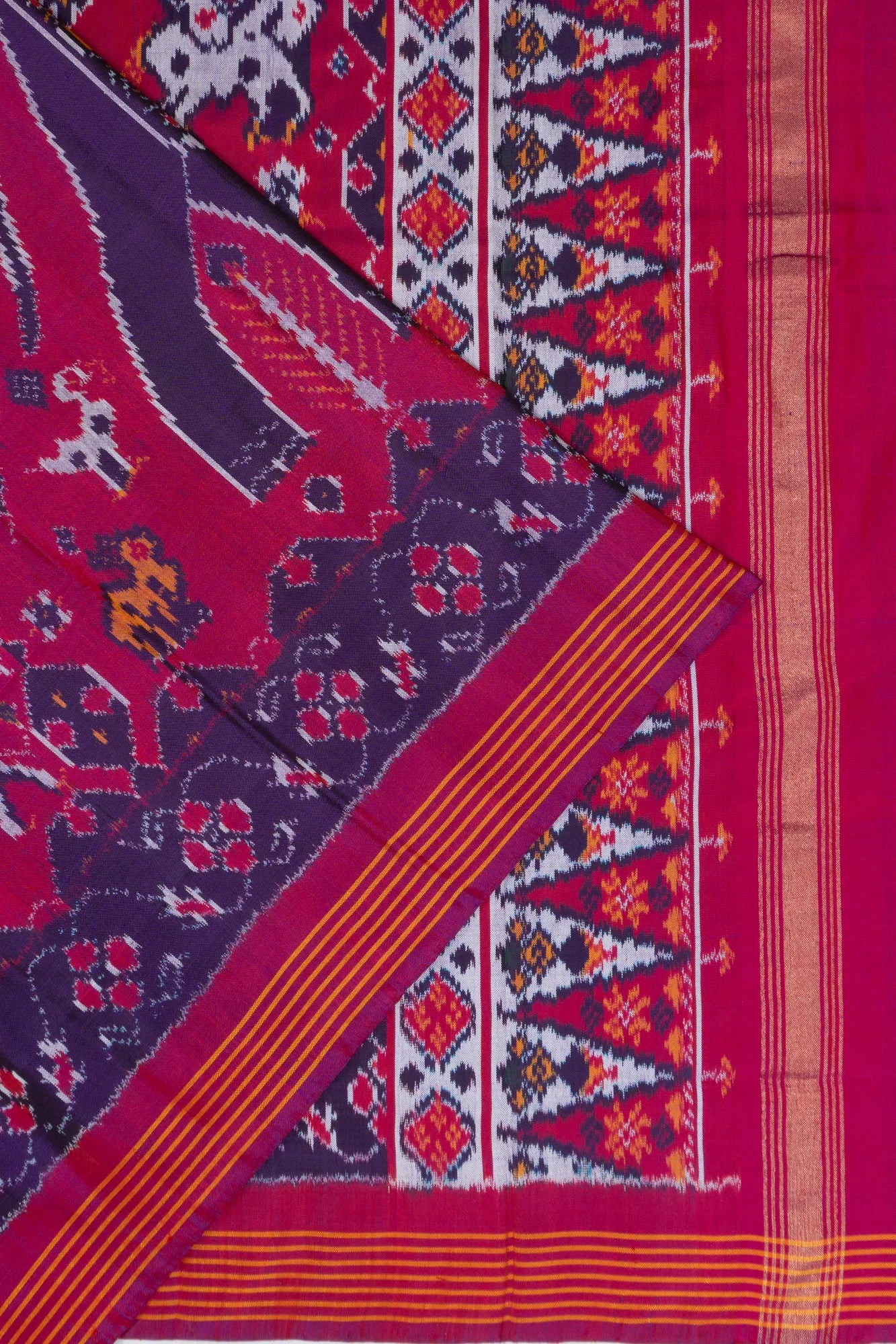 Pochampally Silk Ikat Pink And Violet Saree