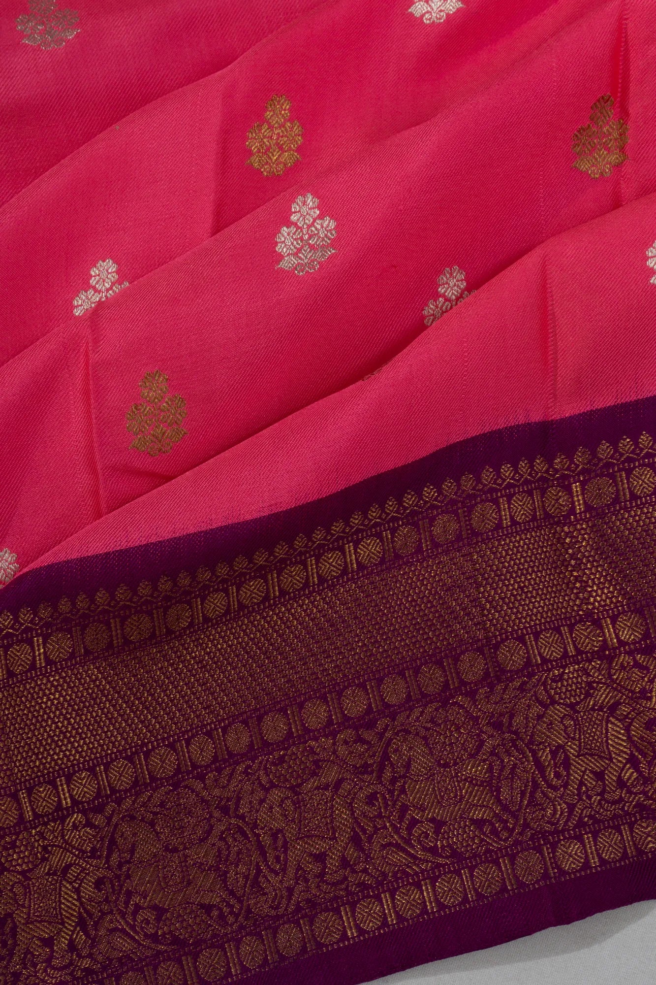 Kanchipuram Silk Twill Butta Pink Saree