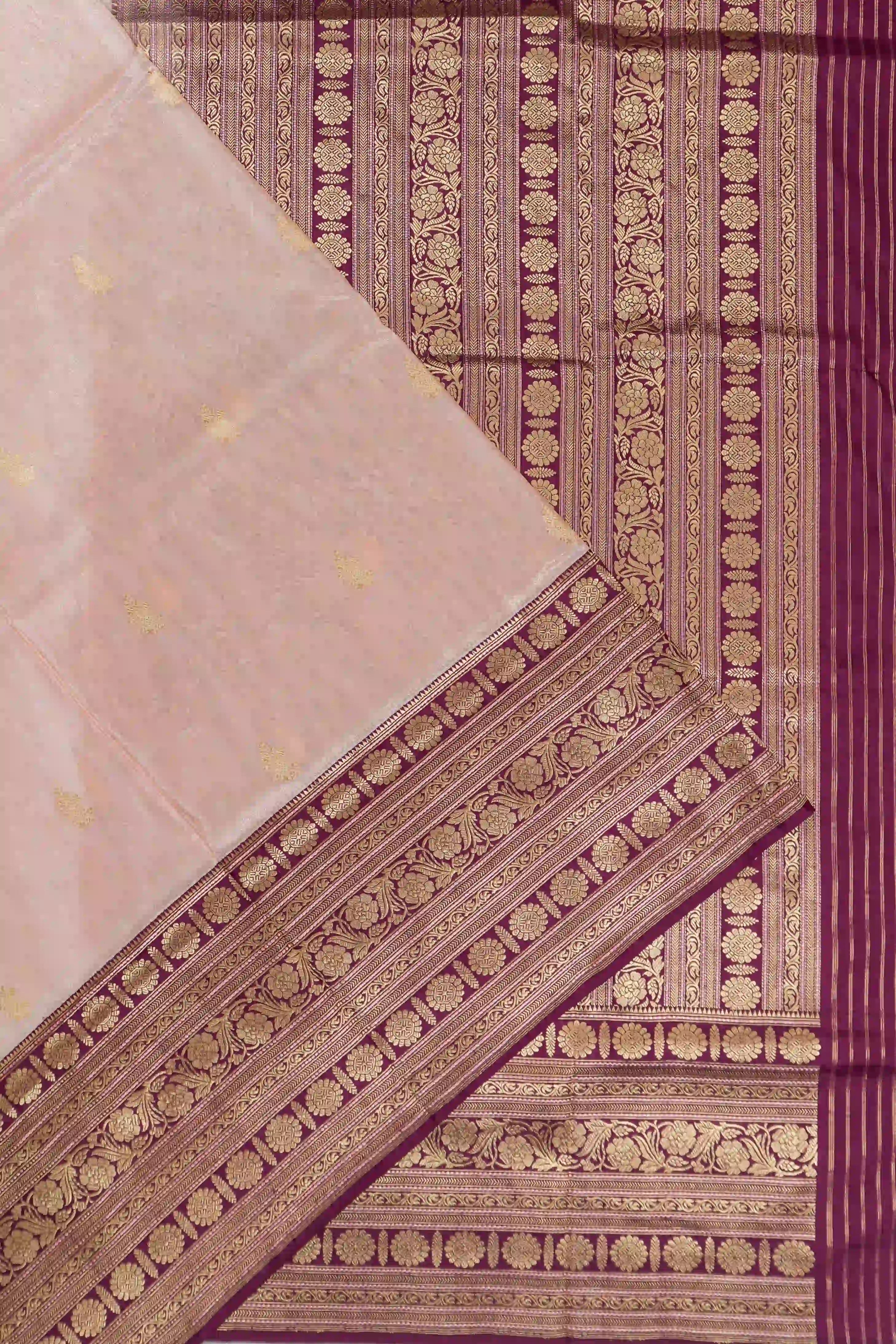 Banarasi Kora Organza Tissue Powder Pink Saree