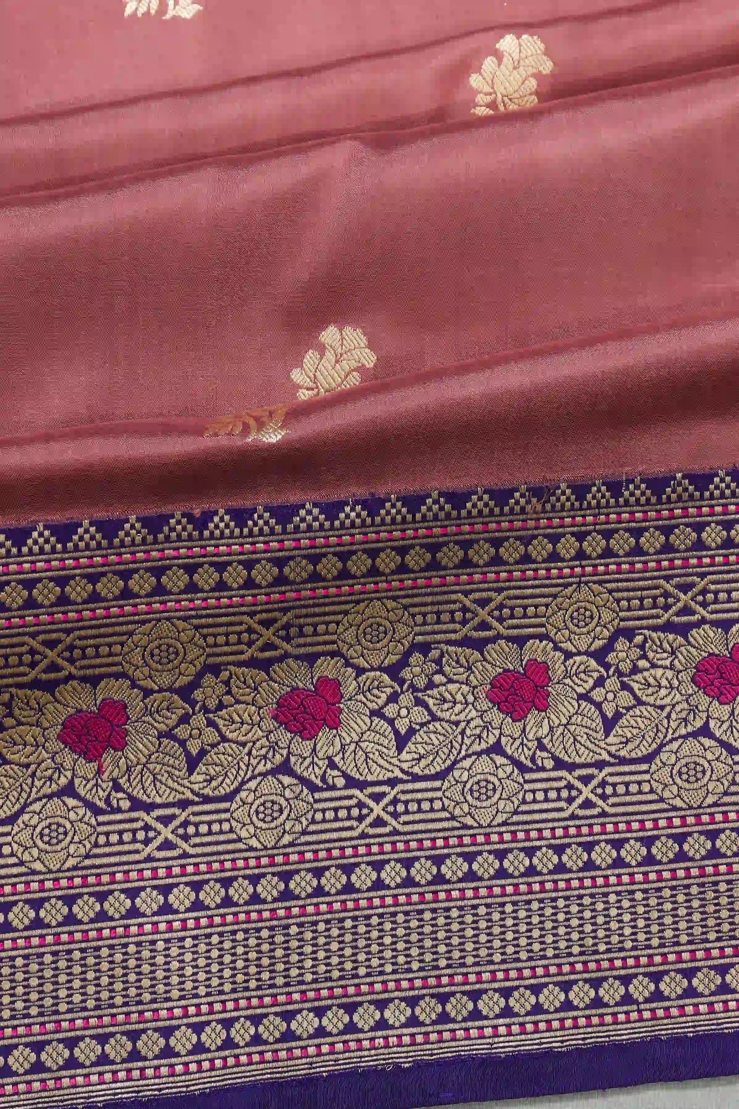 Banarasi Silk Butta Brown Saree