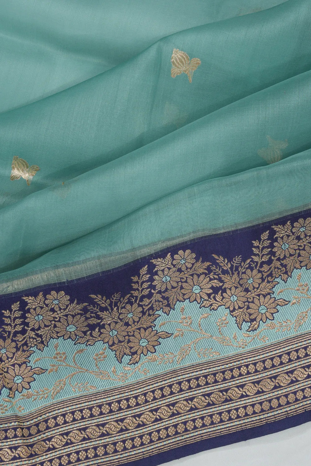Banarasi Kora Organza Butta Blue Saree
