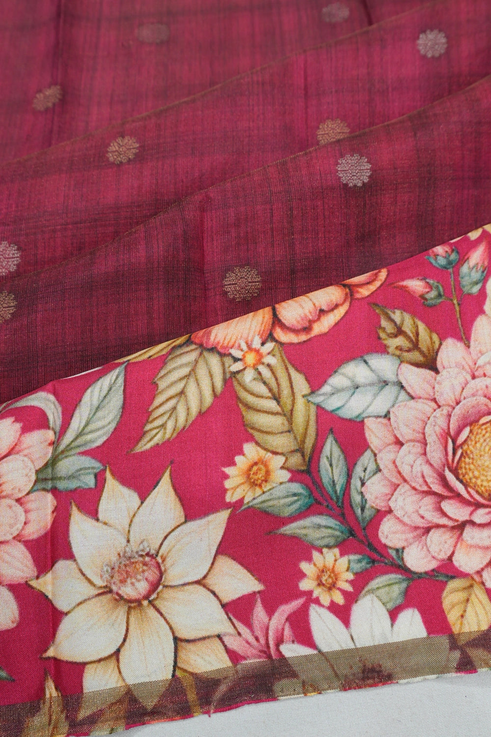 Taranga Kanchi Silk Checks And Butta Maroon Saree