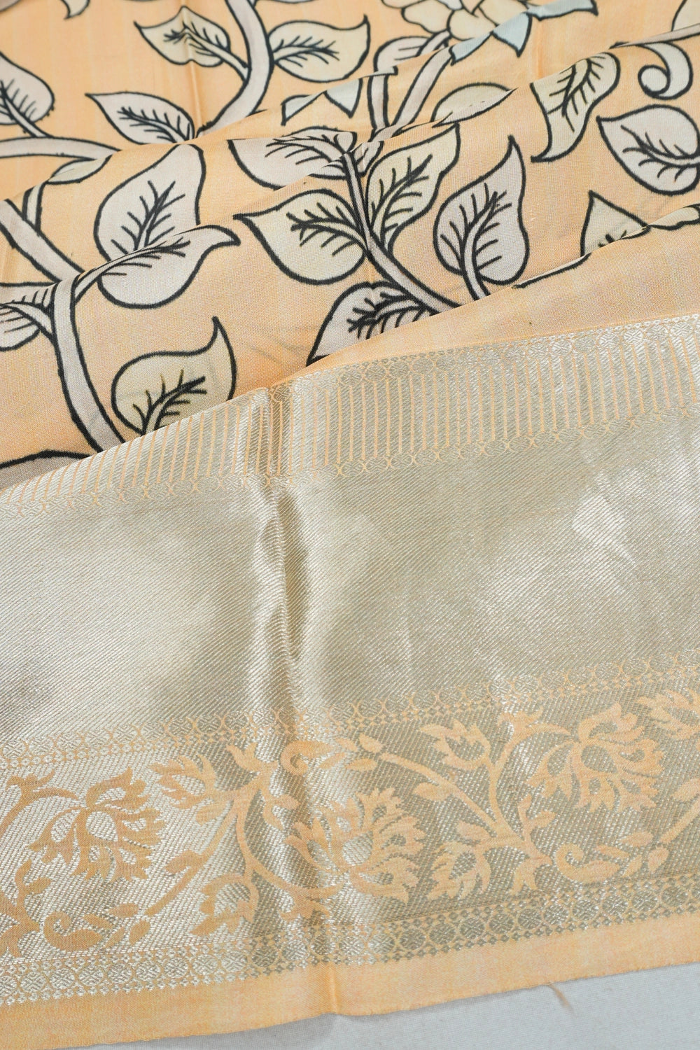 Taranga Kanchi Silk Floral Printed Sandalwood Cream Saree