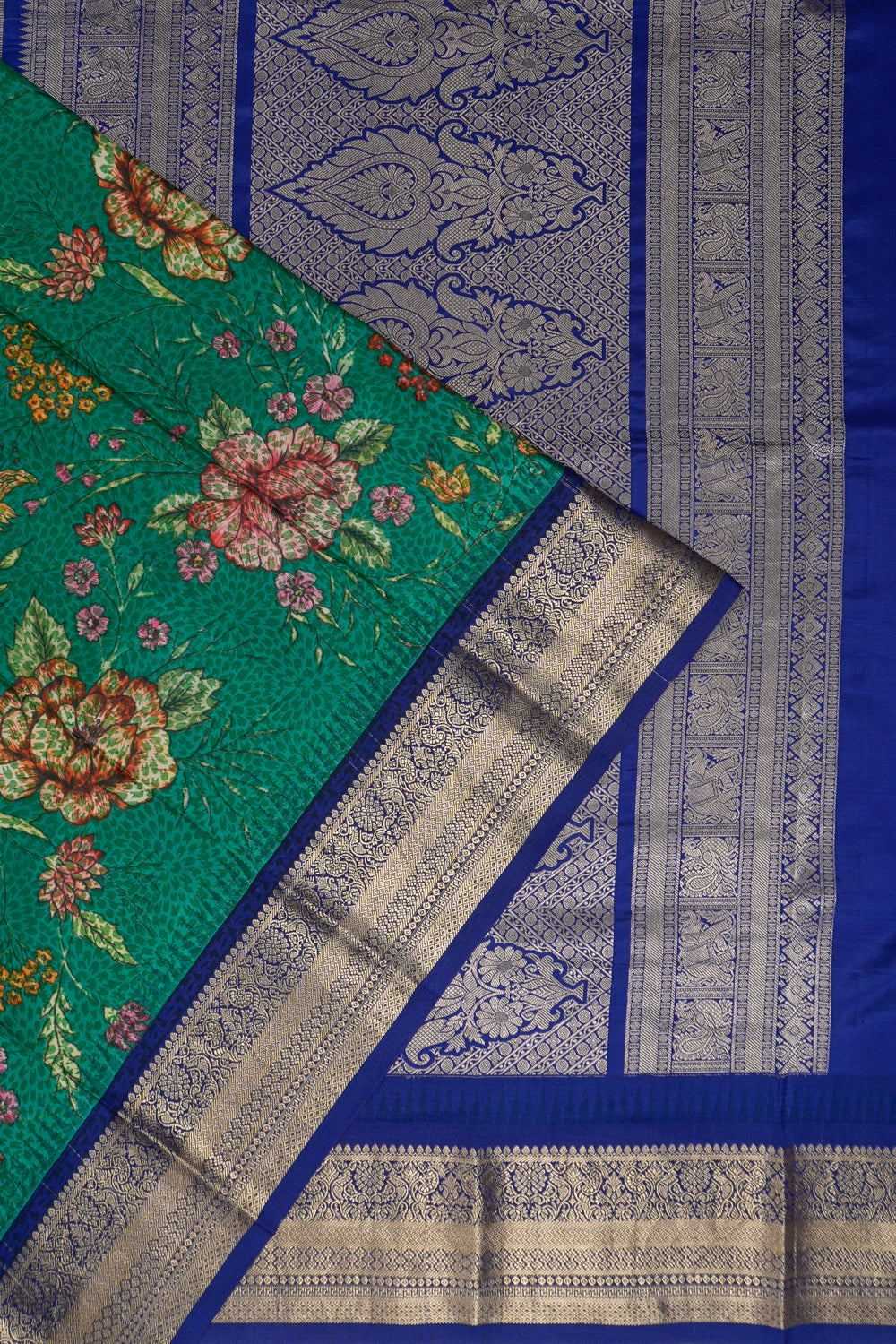 Taranga Kanchi Silk Printed Blue Saree