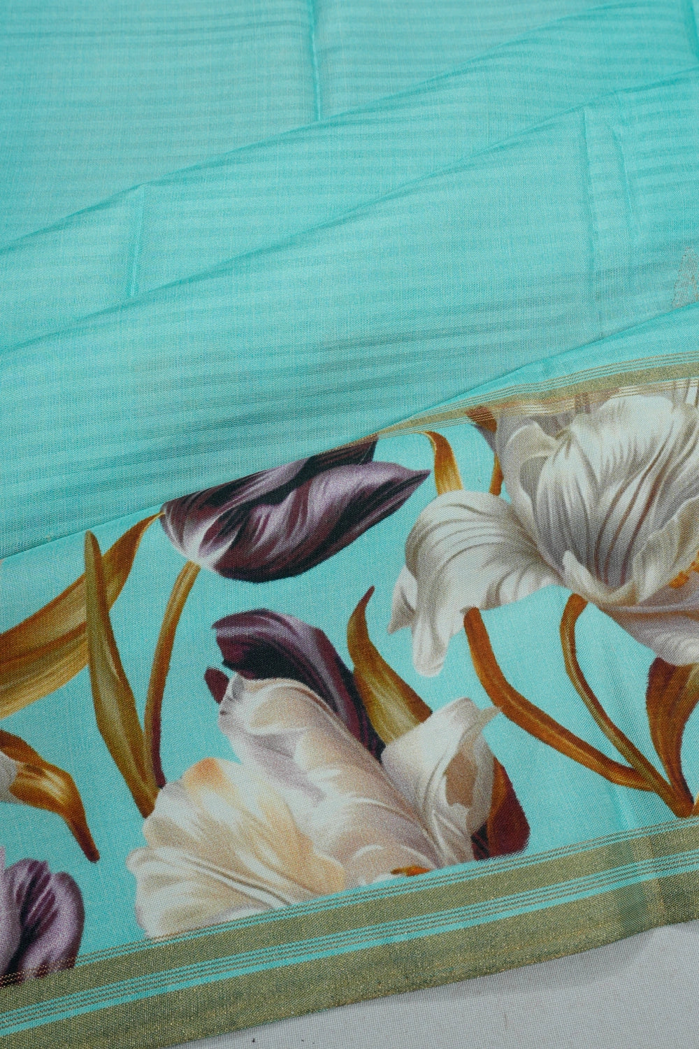 Soft Silk Printed Sky Blue Saree