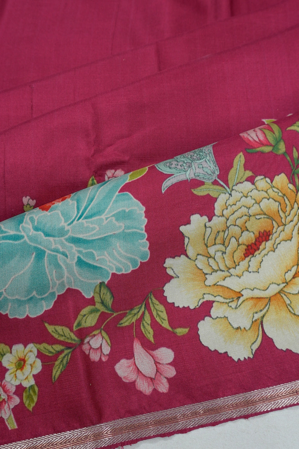 Soft Silk Printed Dark Pink Saree