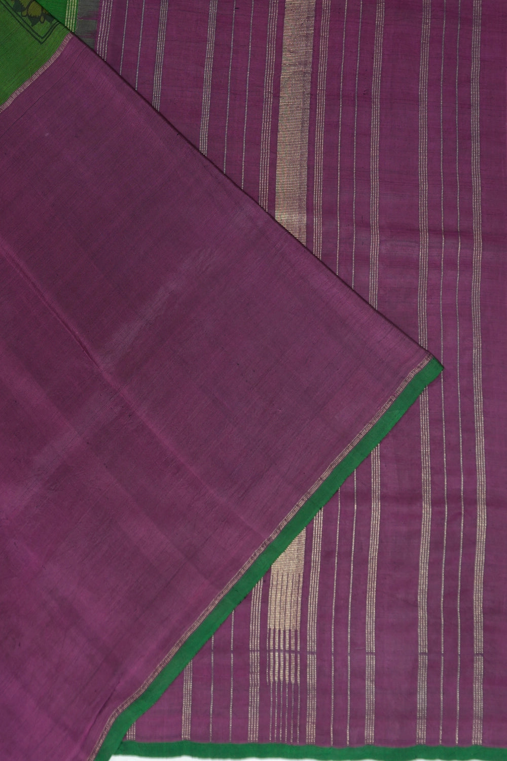 Kalamkari Silk Hand Painted Green Saree With Very Big Border