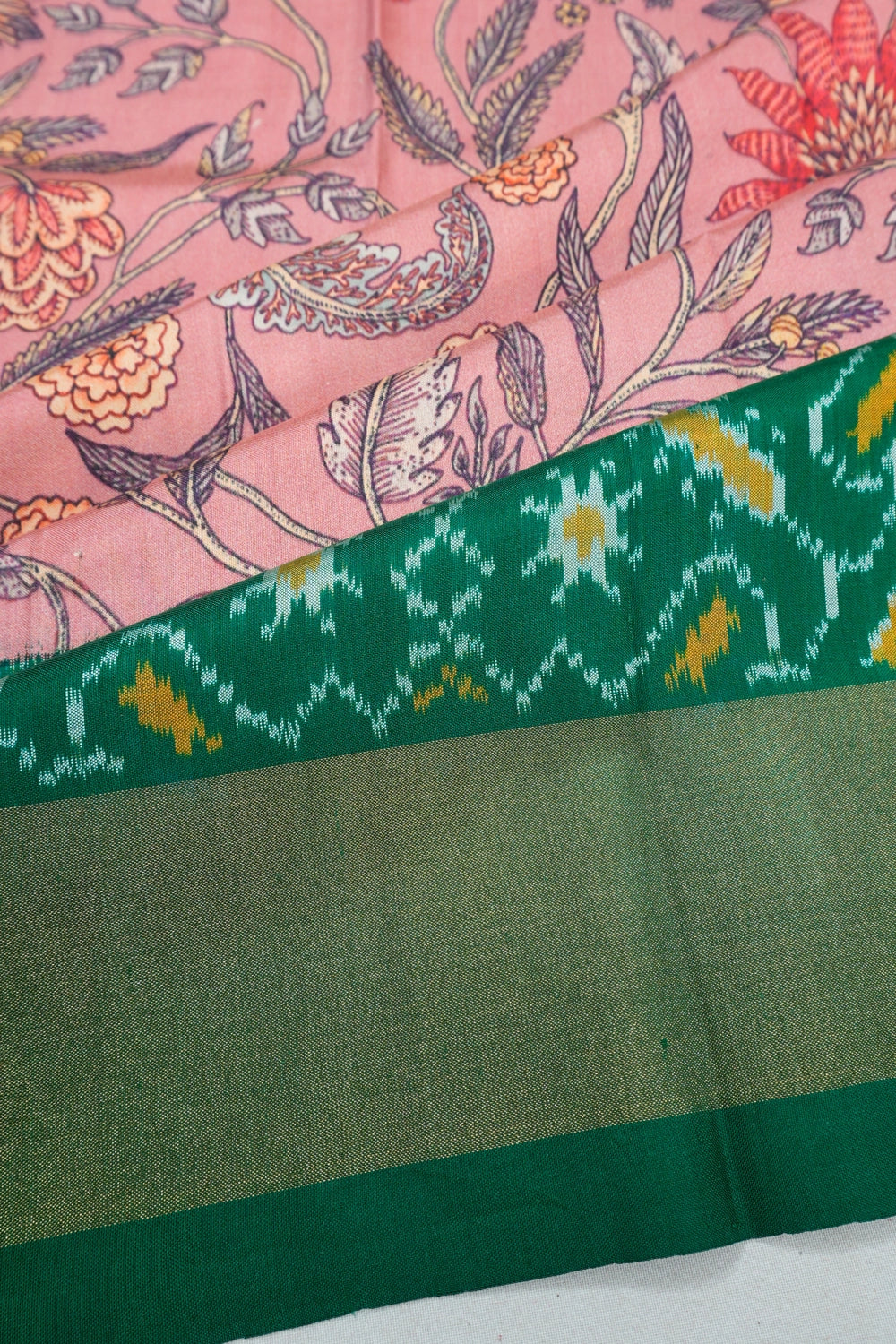 Rajkot Patola Silk Ikat Floral Print Pink Saree