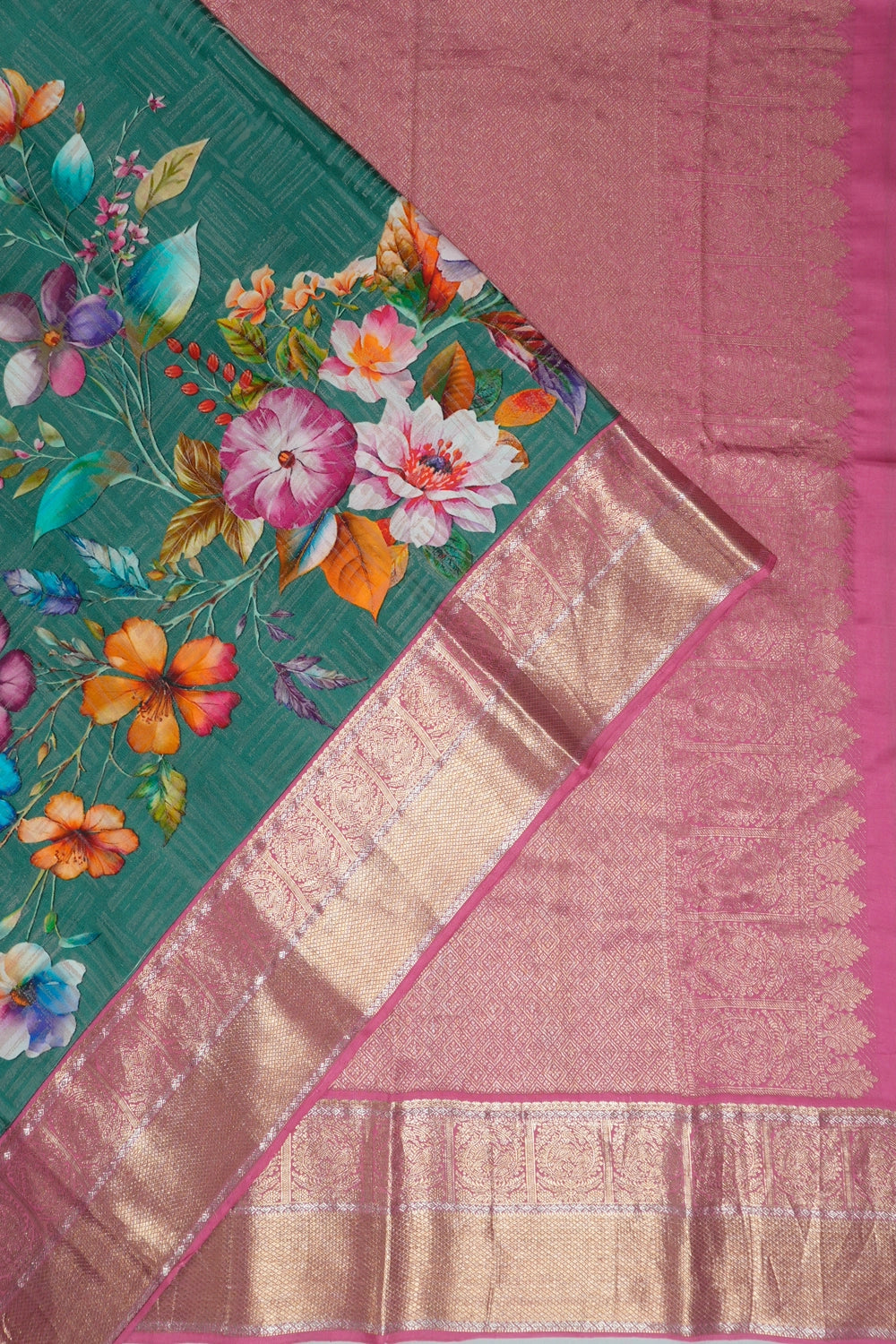 Taranga Kanchi Silk Printed Sea Green Saree