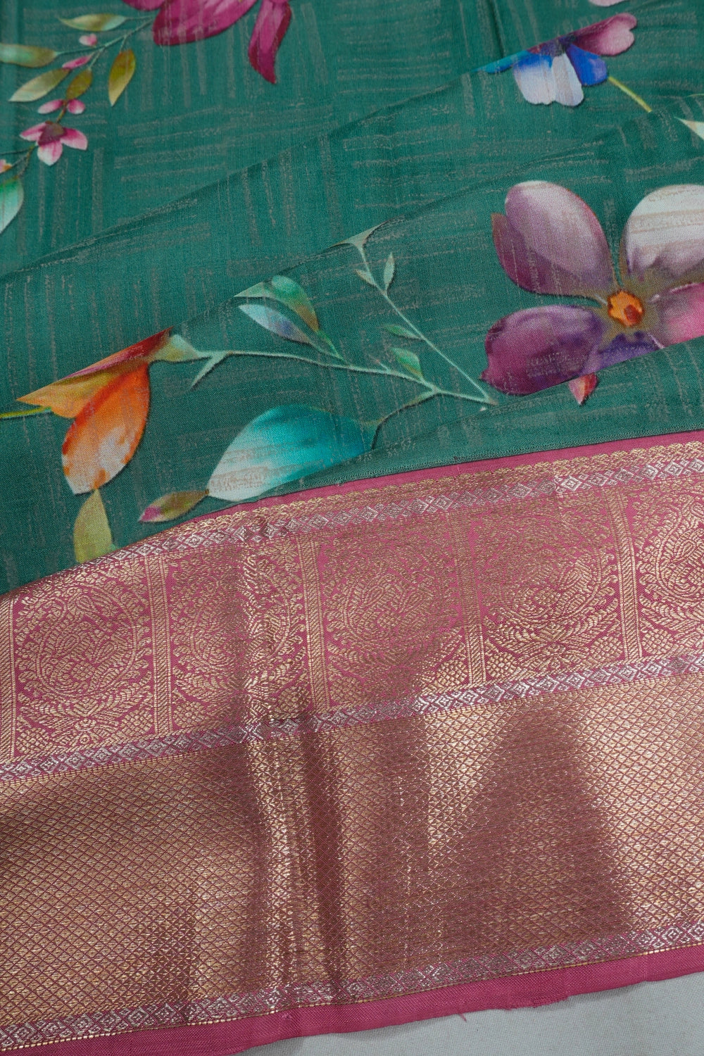 Taranga Kanchi Silk Printed Sea Green Saree