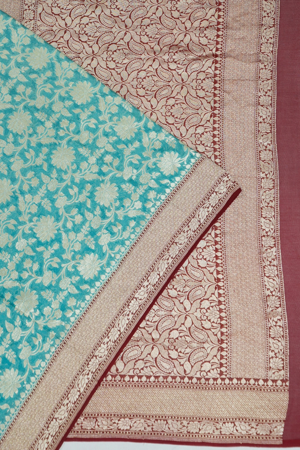 Vaanya Banaras Georgette Jaal Sky Blue Saree