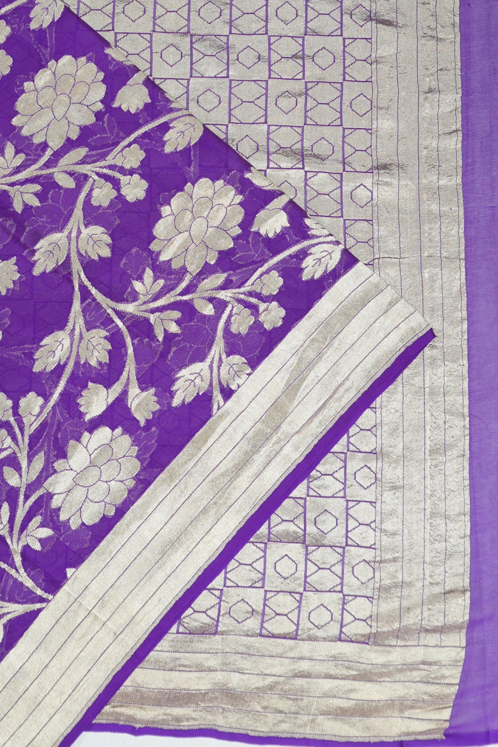 Vaanya Banaras Georgette Jaal Violet Saree