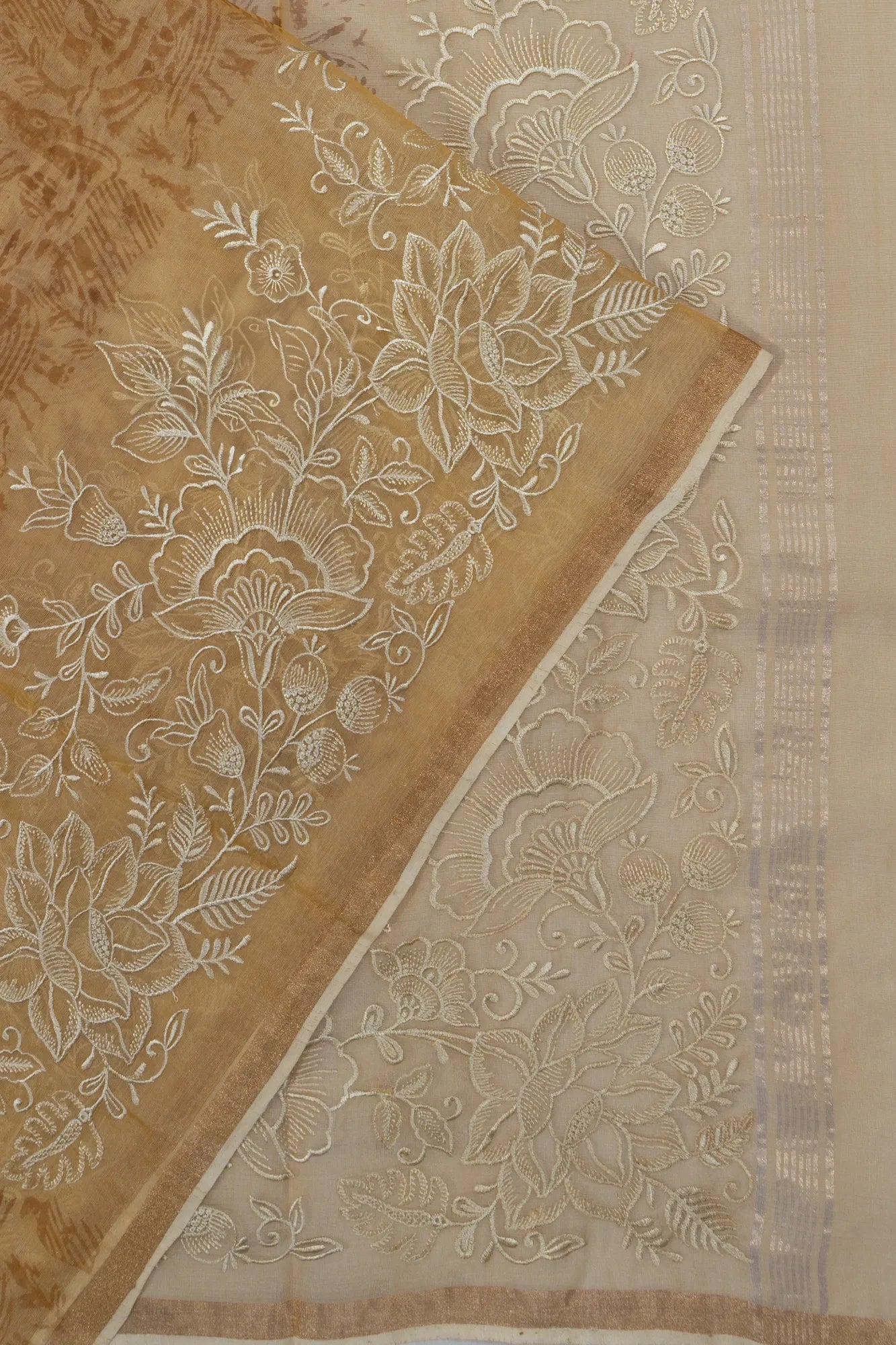 Organza Printed Yellow Saree