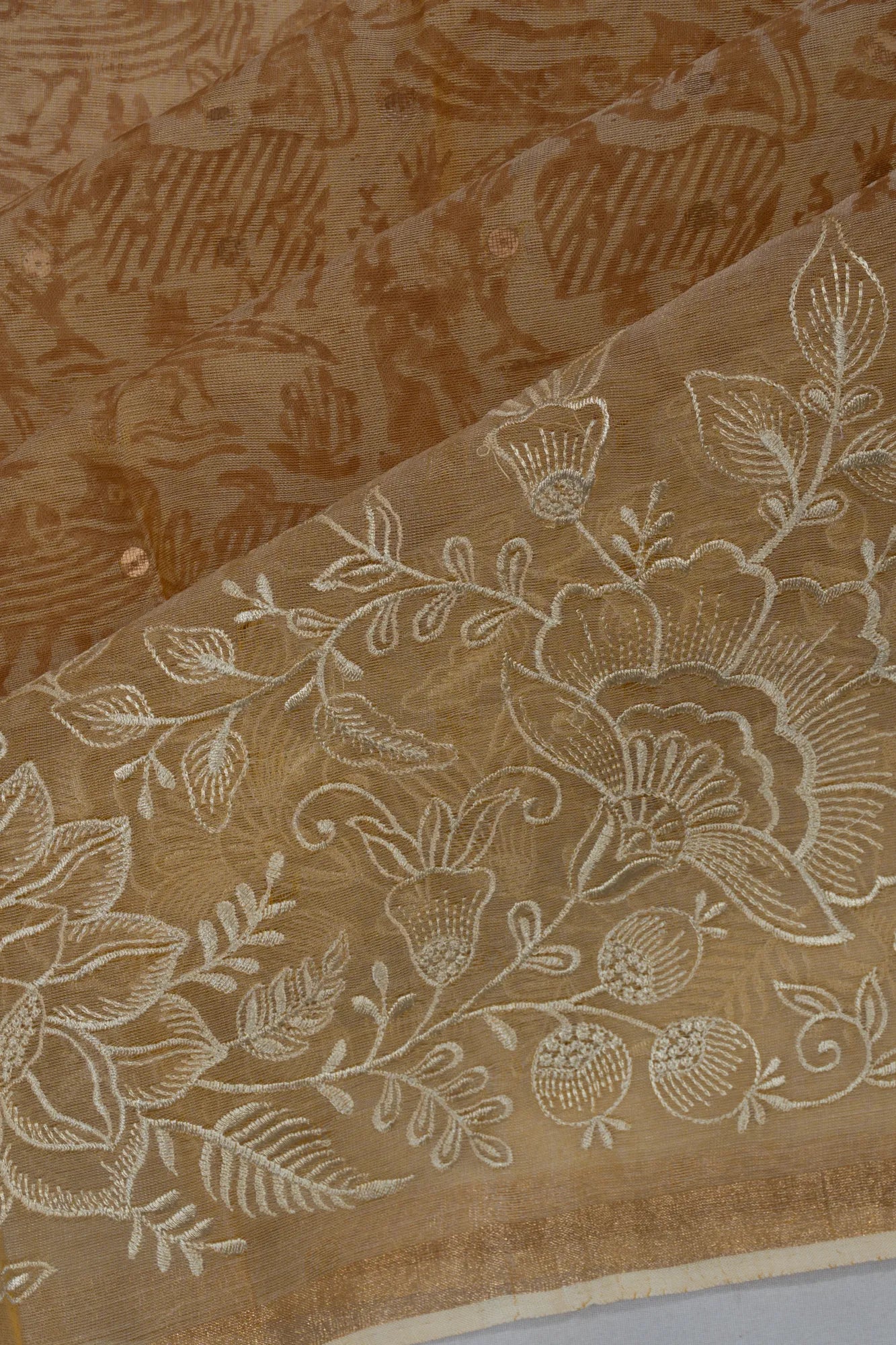 Organza Printed Yellow Saree