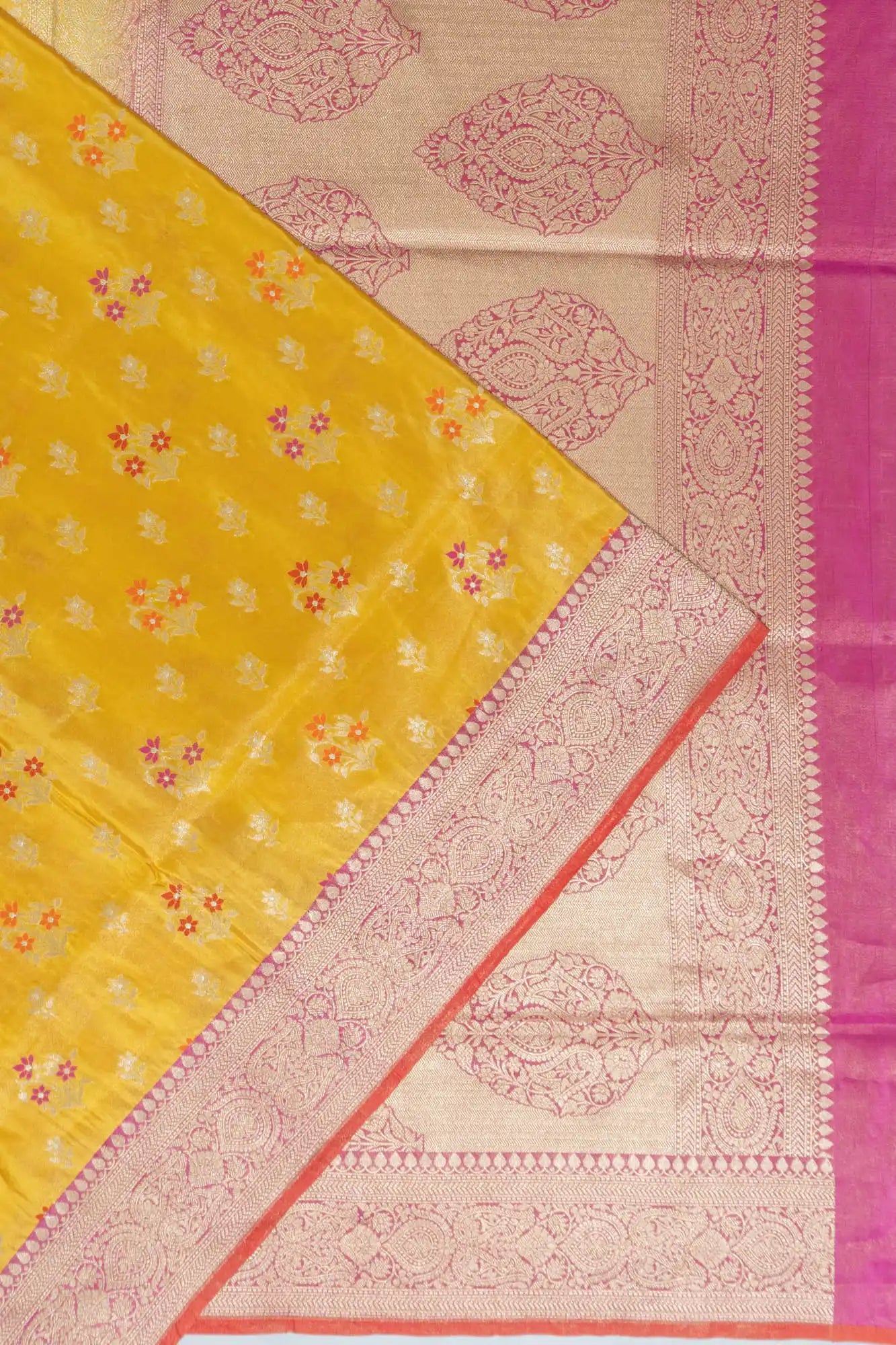 Banarasi Silk Brocade Yellow Saree