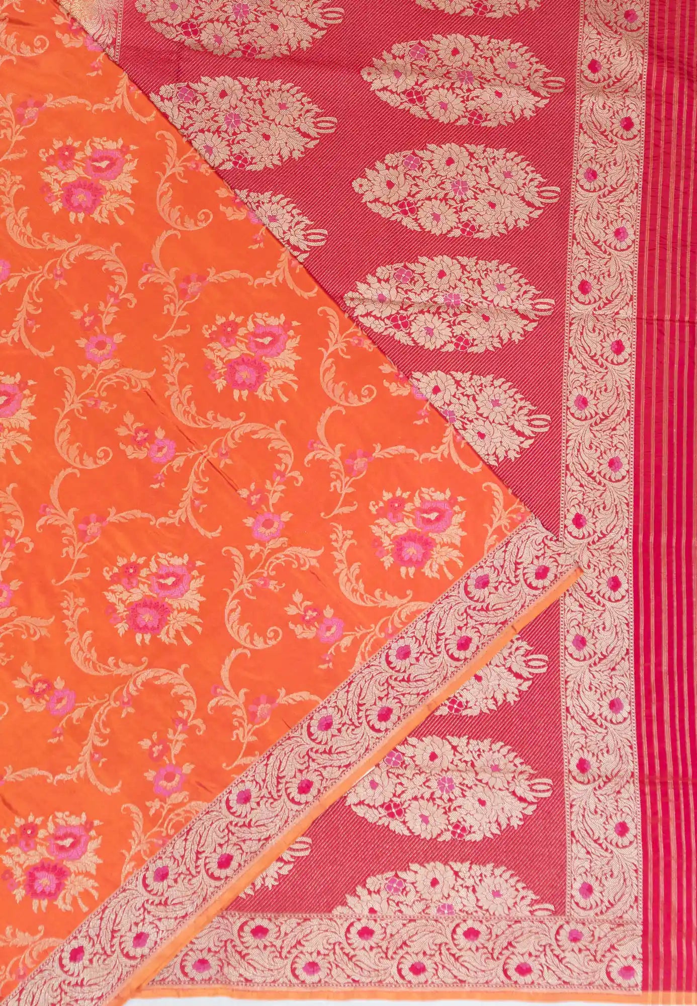 Banarasi Silk Jaal Orange Saree