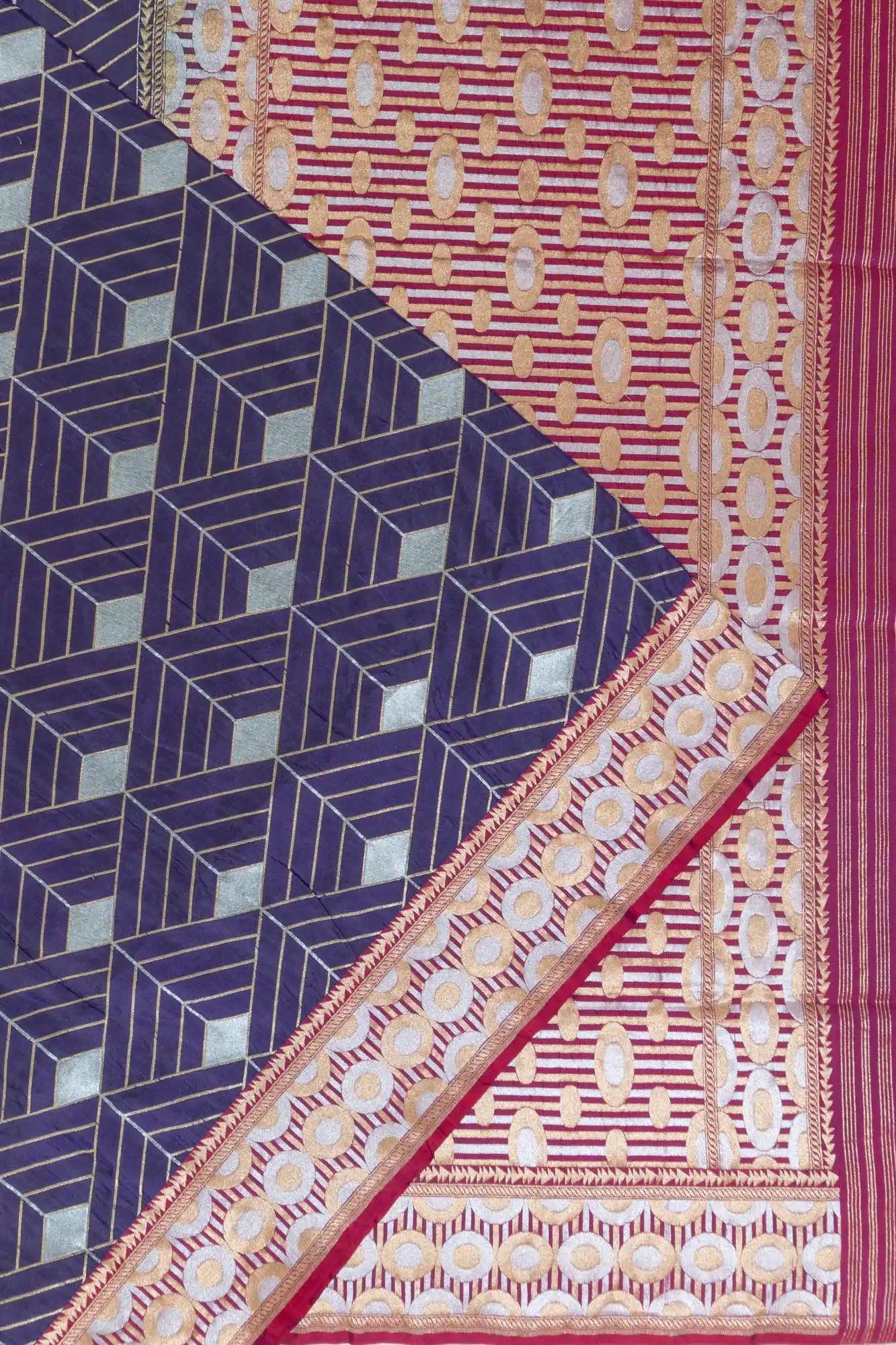 Banarasi Silk Geometrical Brocade Dark Blue Saree