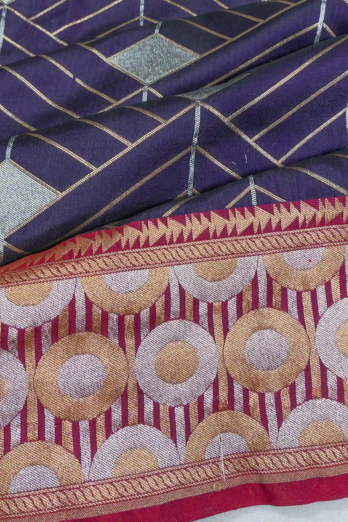 Banarasi Silk Geometrical Brocade Dark Blue Saree