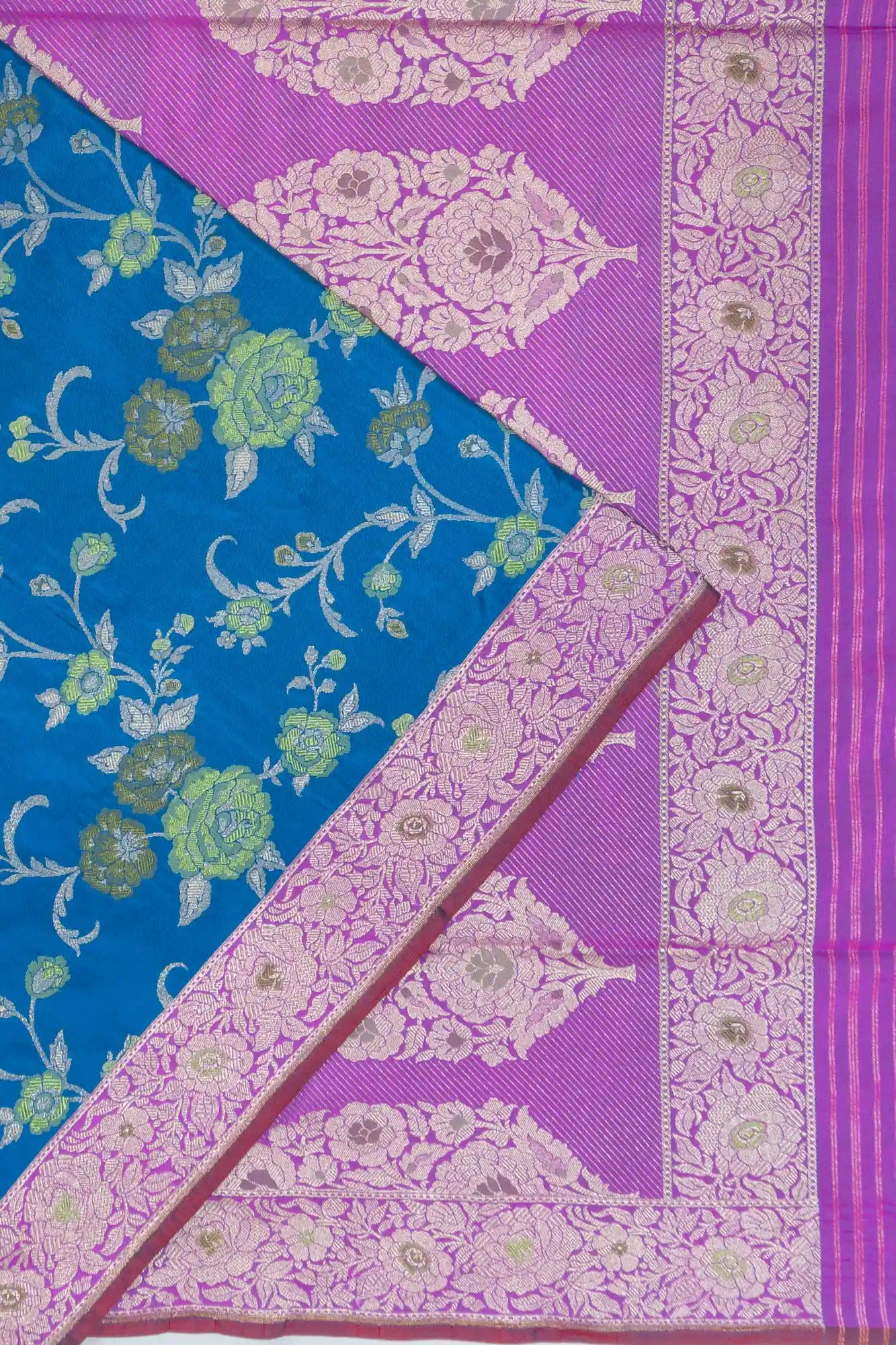 Banarasi Silk Jaal Blue Saree