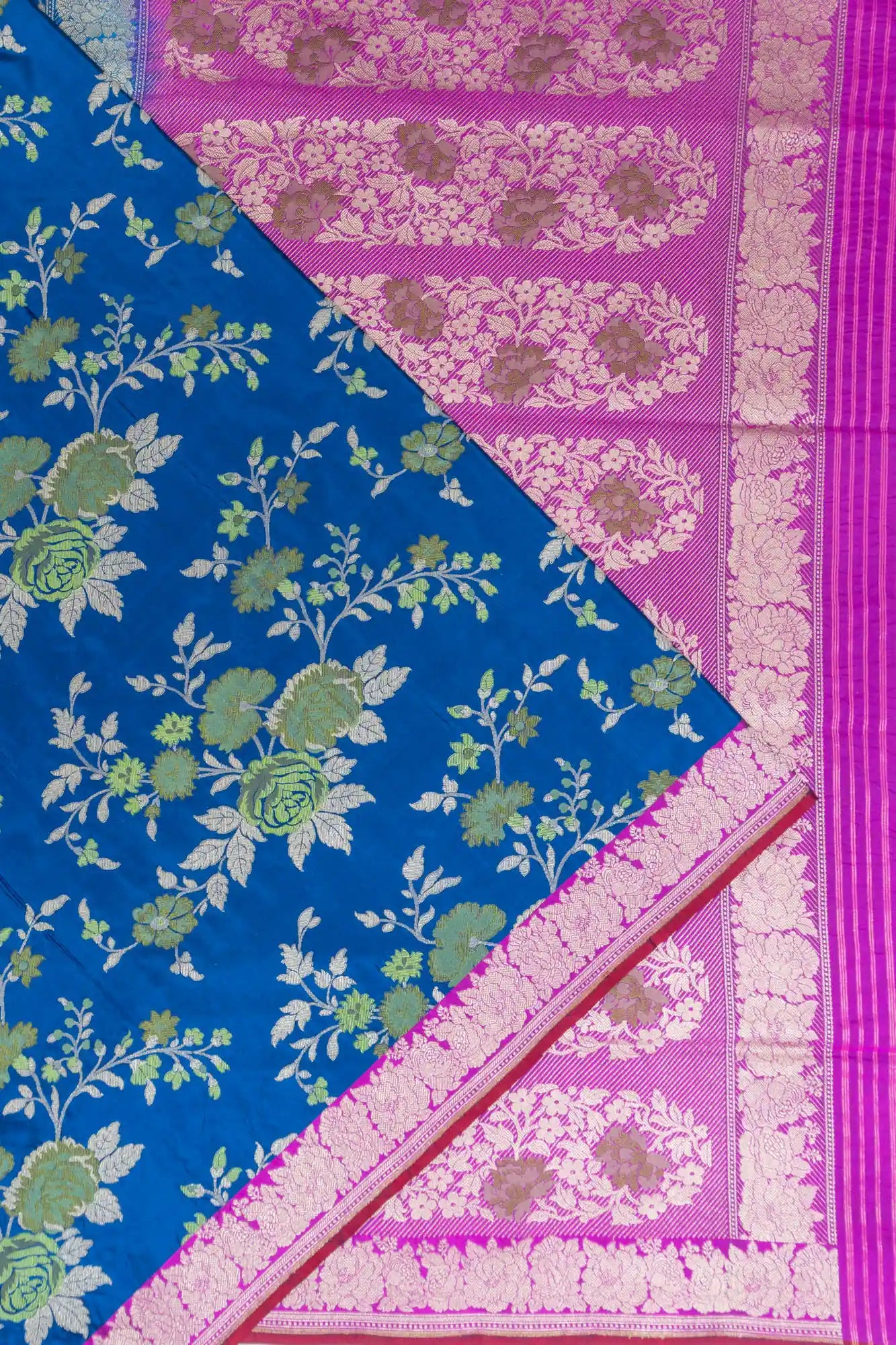Banarasi Silk Brocade Royal Blue Saree