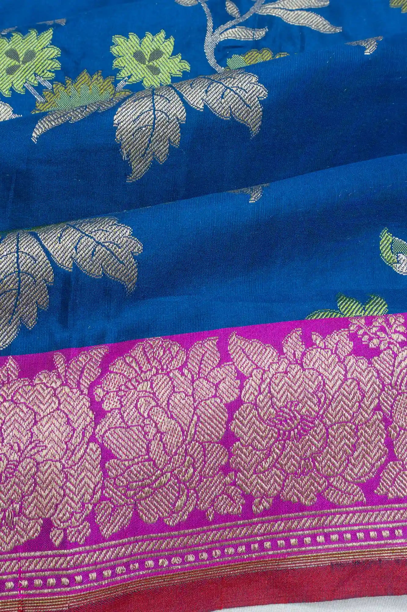 Banarasi Silk Brocade Royal Blue Saree