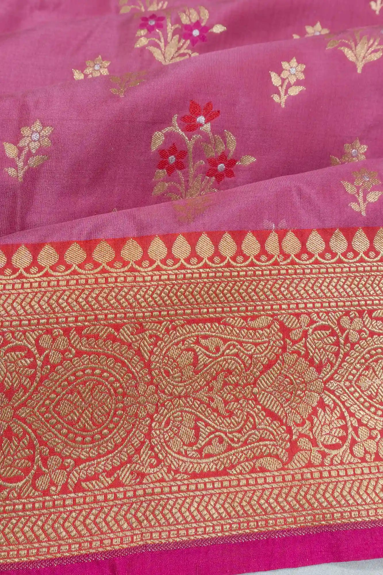 Banarasi Silk Brocade Pink Saree