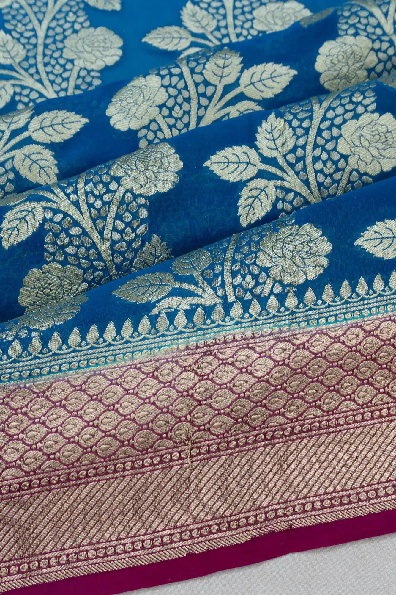 Vaanya Banaras Georgette Jaal Blue Saree