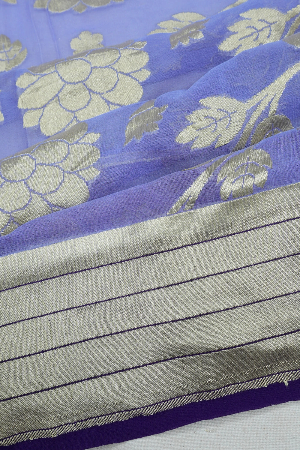 Vaanya Banaras Georgette Jaal Blue Saree