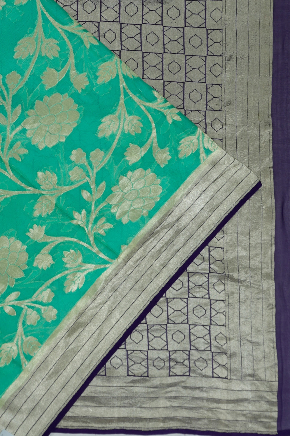 Vaanya Banaras Georgette Jaal Blue Saree