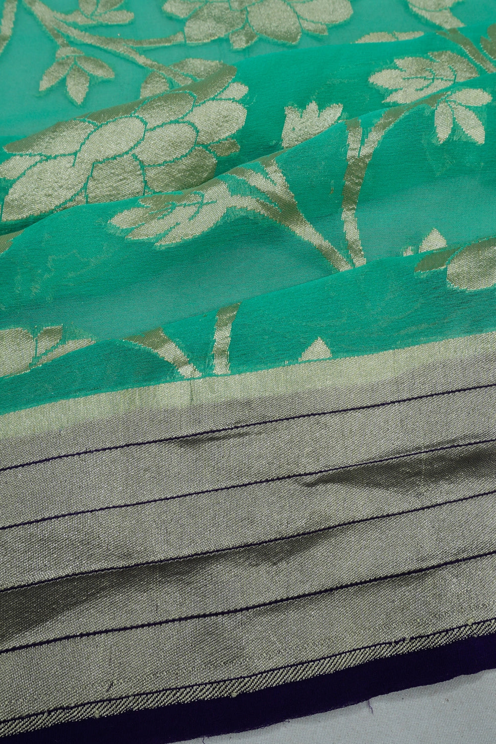 Vaanya Banaras Georgette Jaal Blue Saree