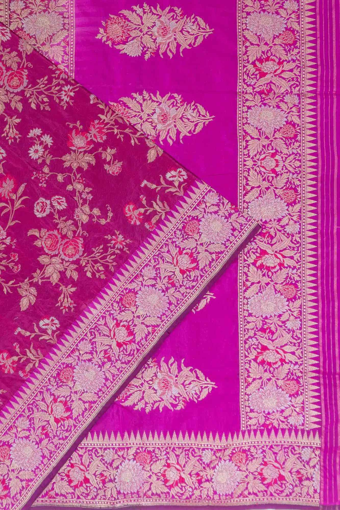 Banarasi Silk Brocade Magenta Pink Saree
