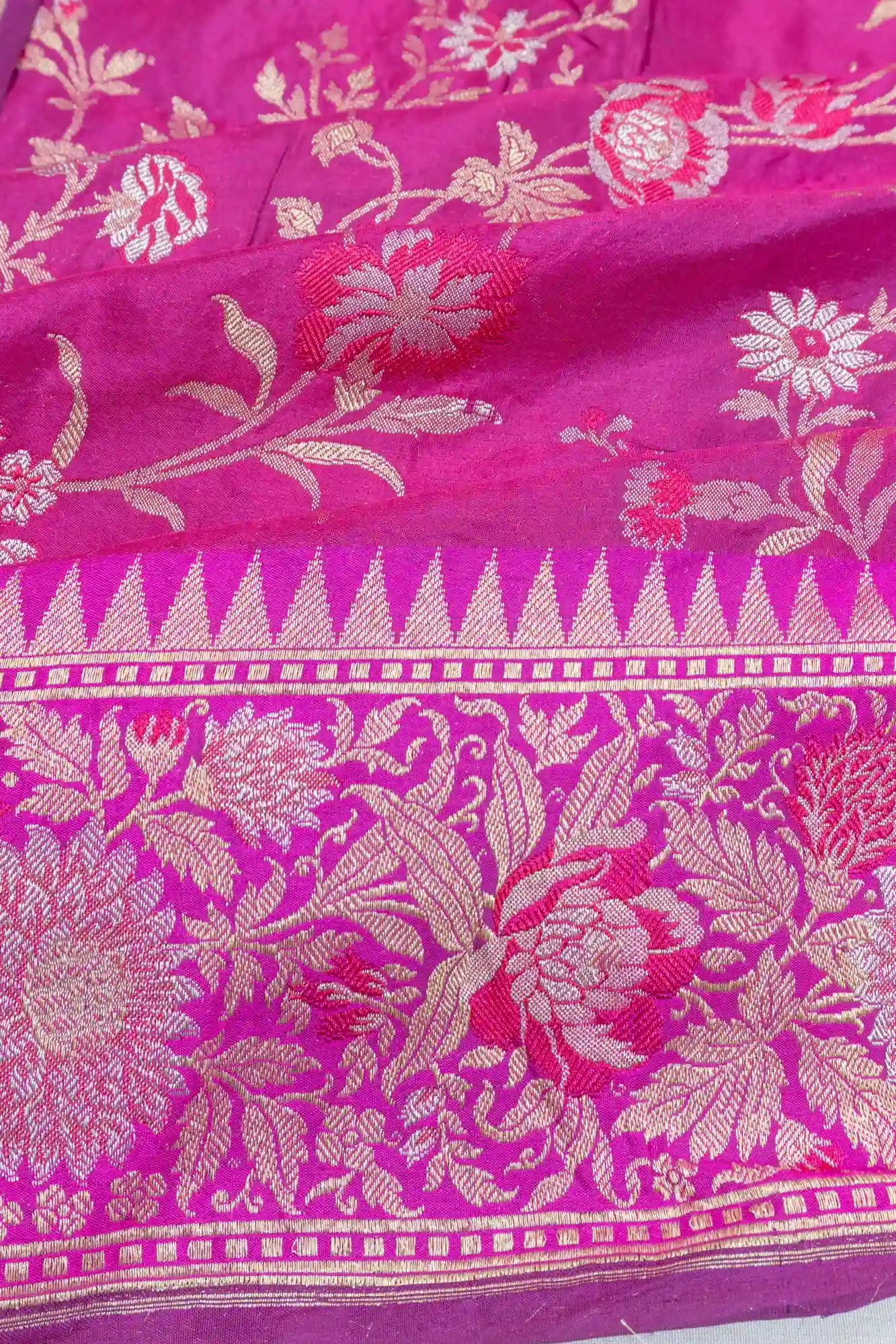 Banarasi Silk Brocade Magenta Pink Saree