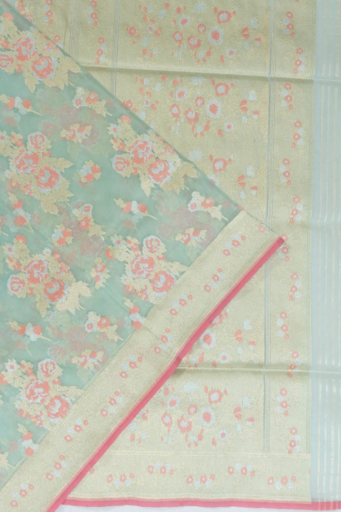 Banarasi Kora Organza Brocade Pastel Green Saree