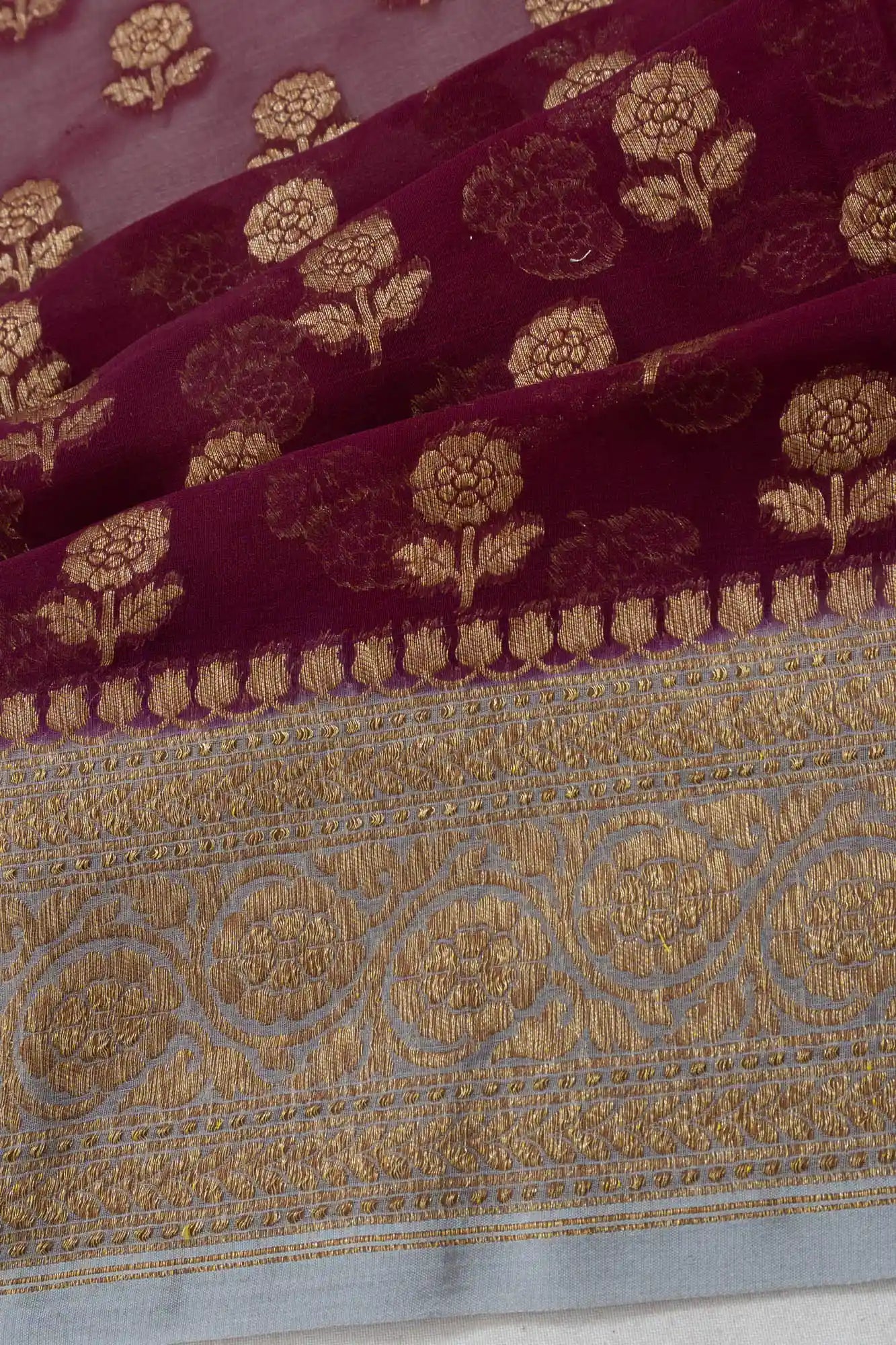 Vaanya Banaras Georgette Butta Red Saree