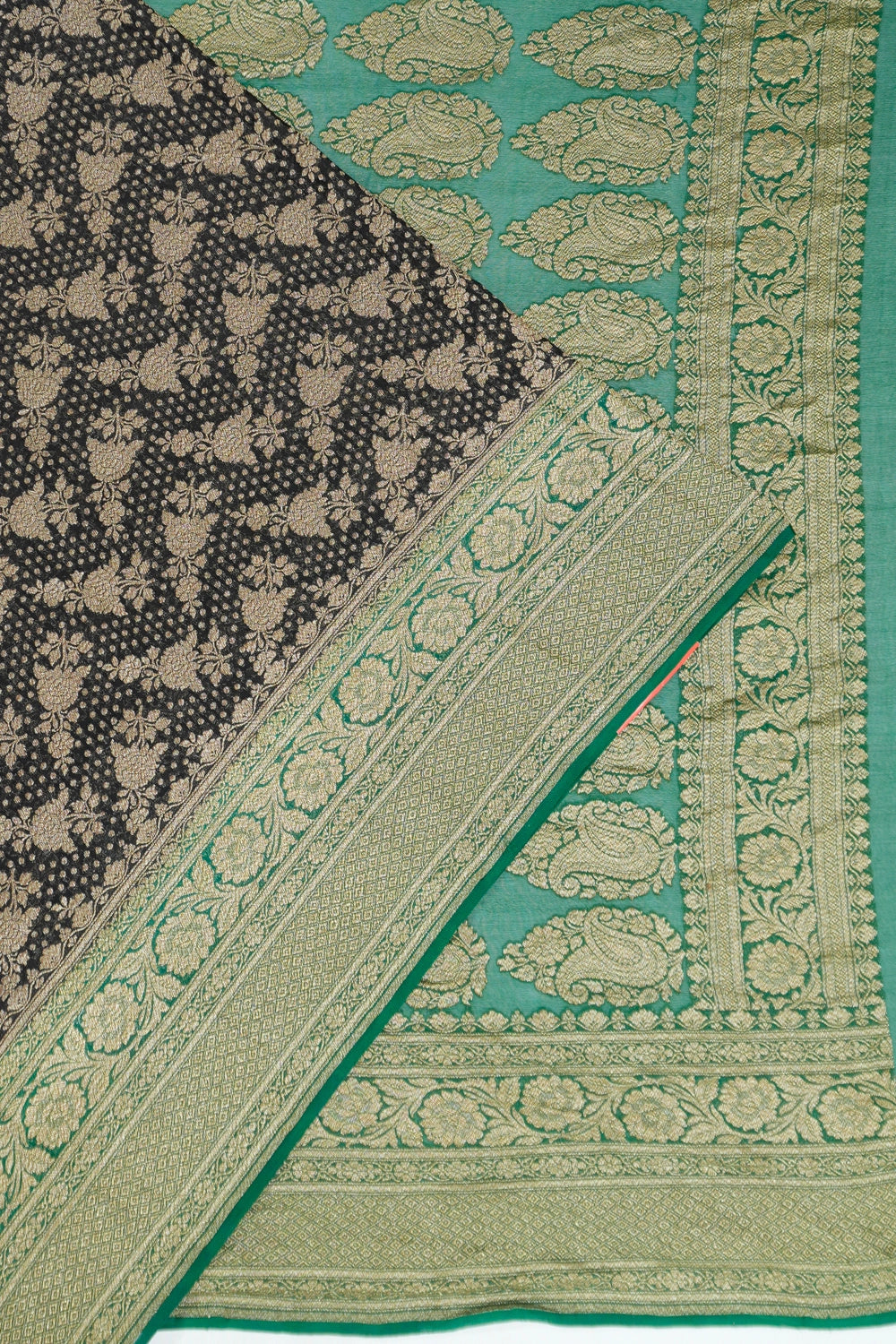 Vaanya Banaras Georgette Brocade Black Saree