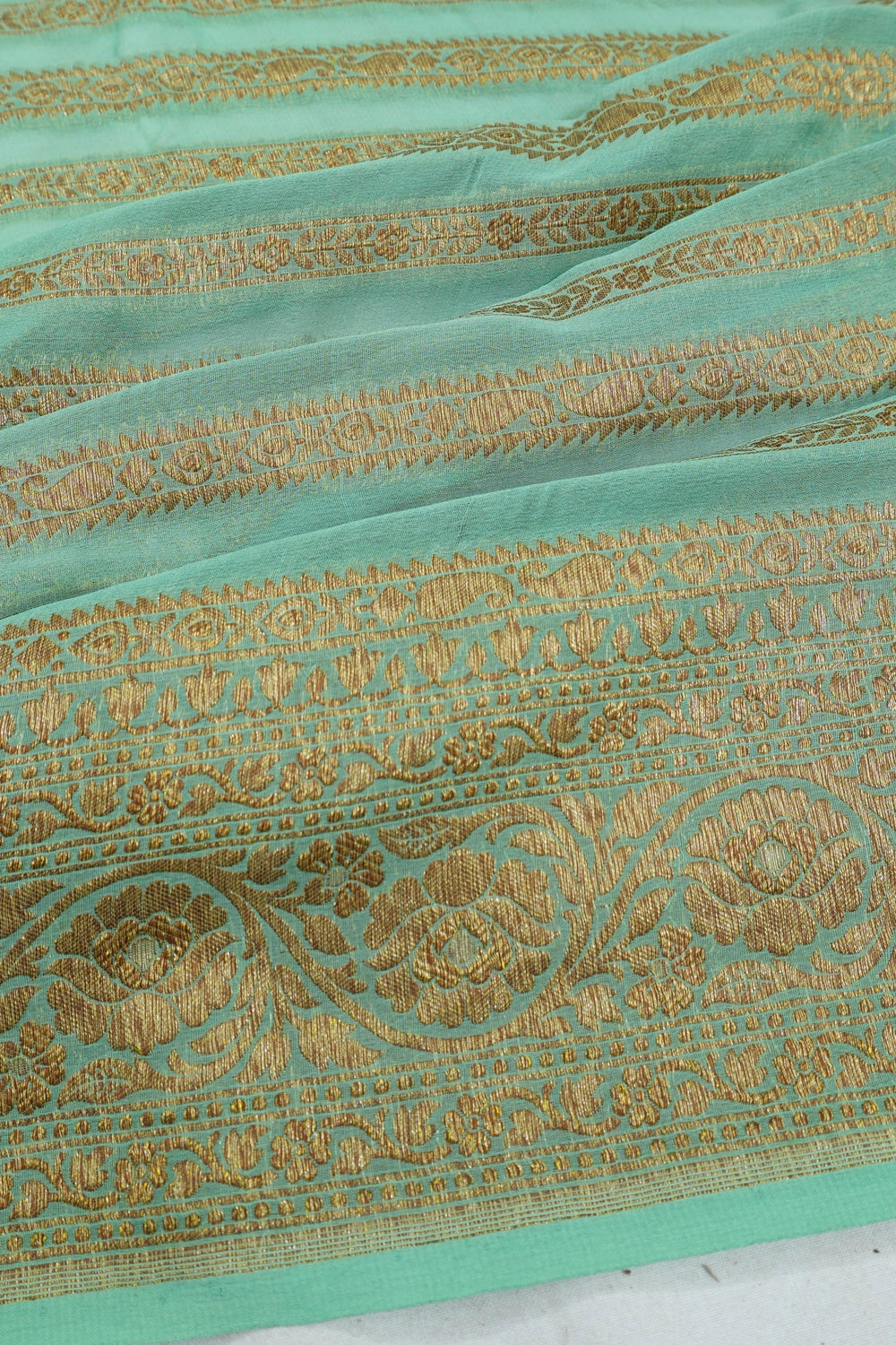 Vaanya Banaras Georgette Brocade Sea Blue Saree