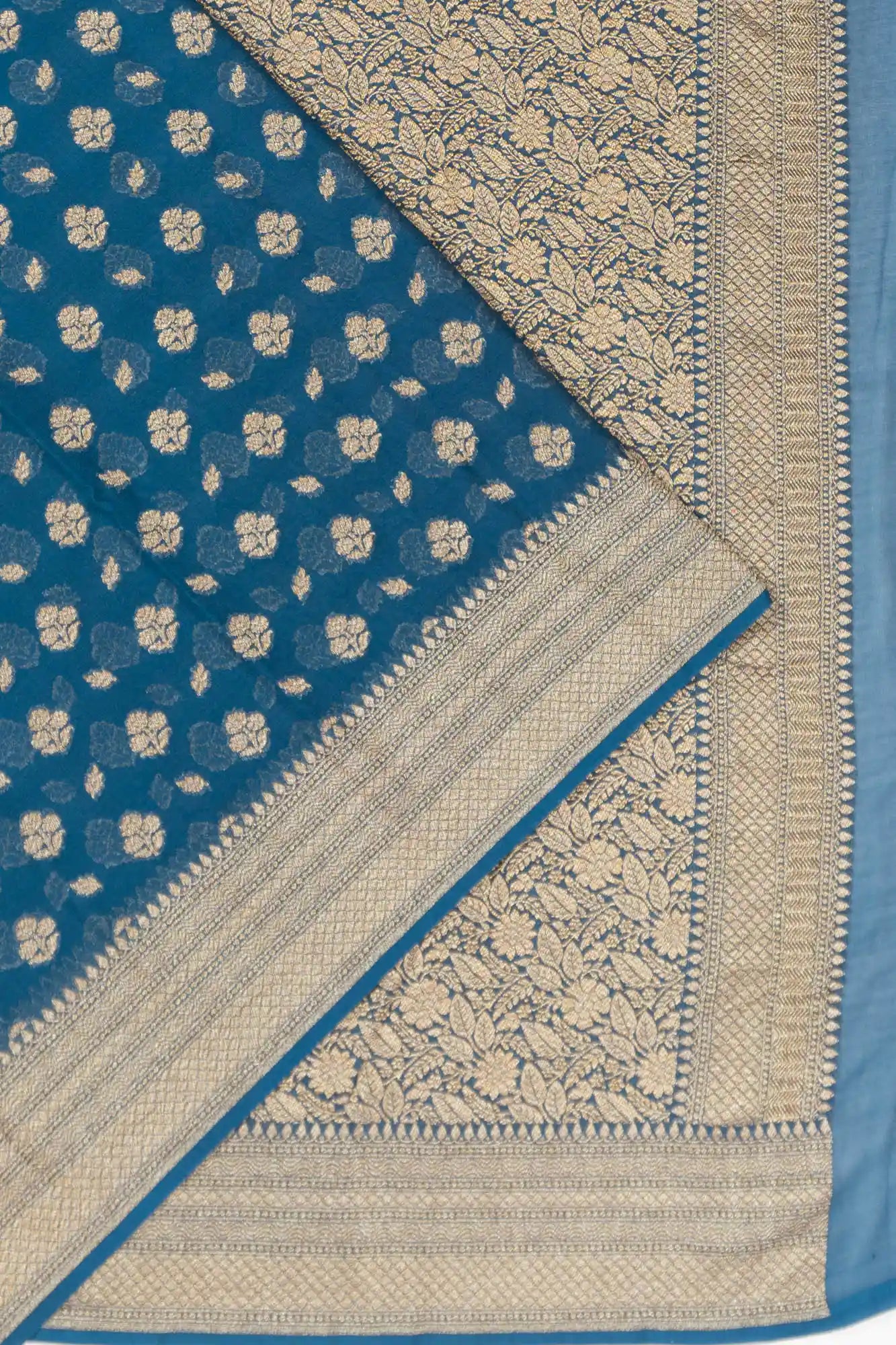 Vaanya Banaras Georgette Butta Blue Saree