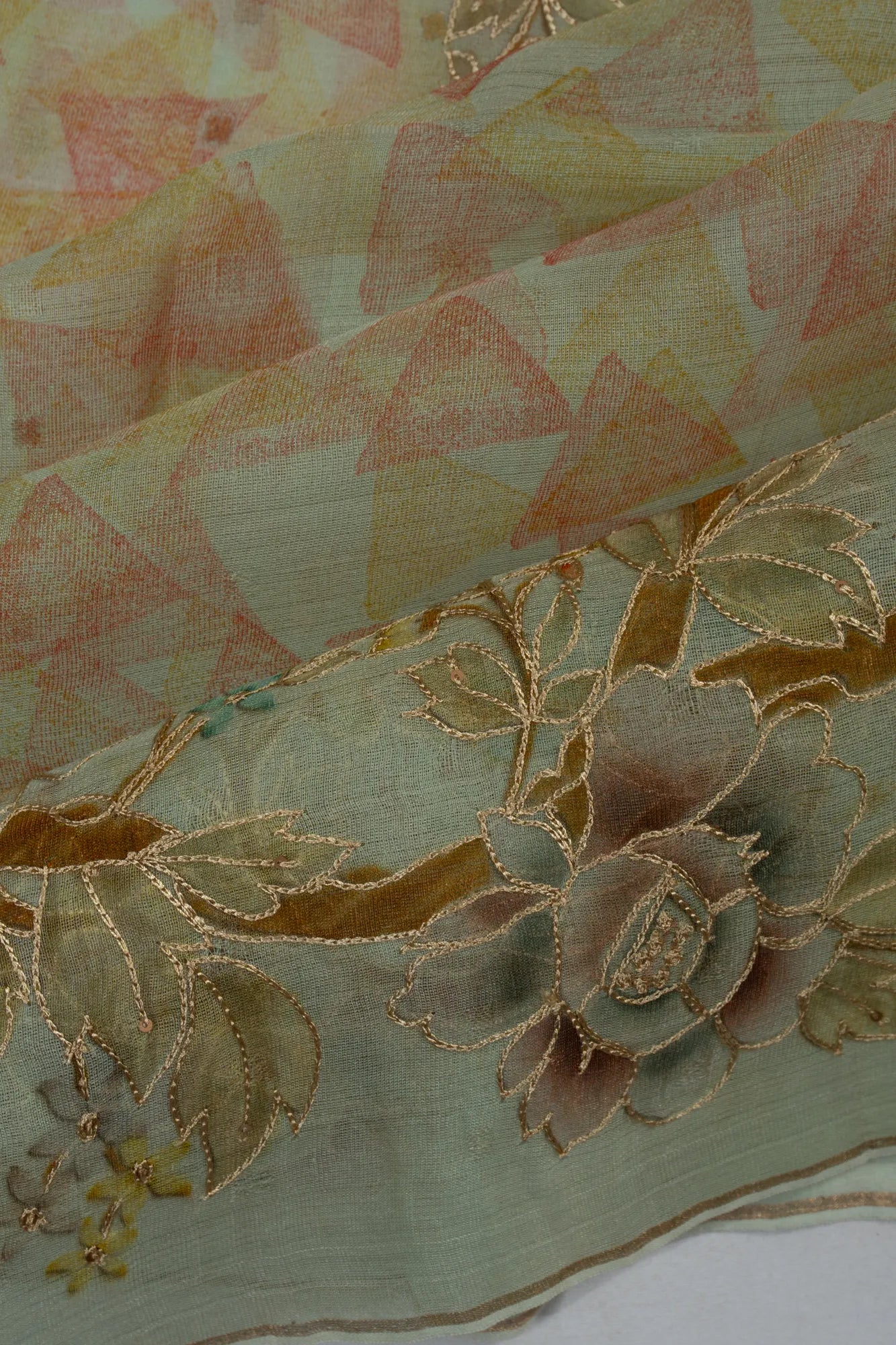 Organza Printed Green Saree