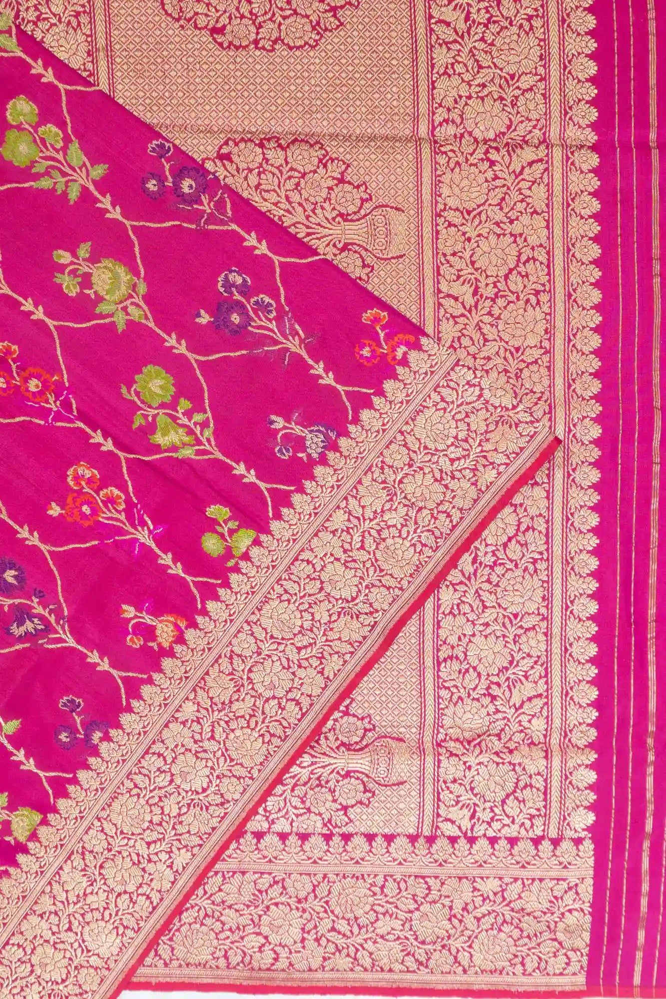 Banarasi Silk Jaal Rani Pink Saree