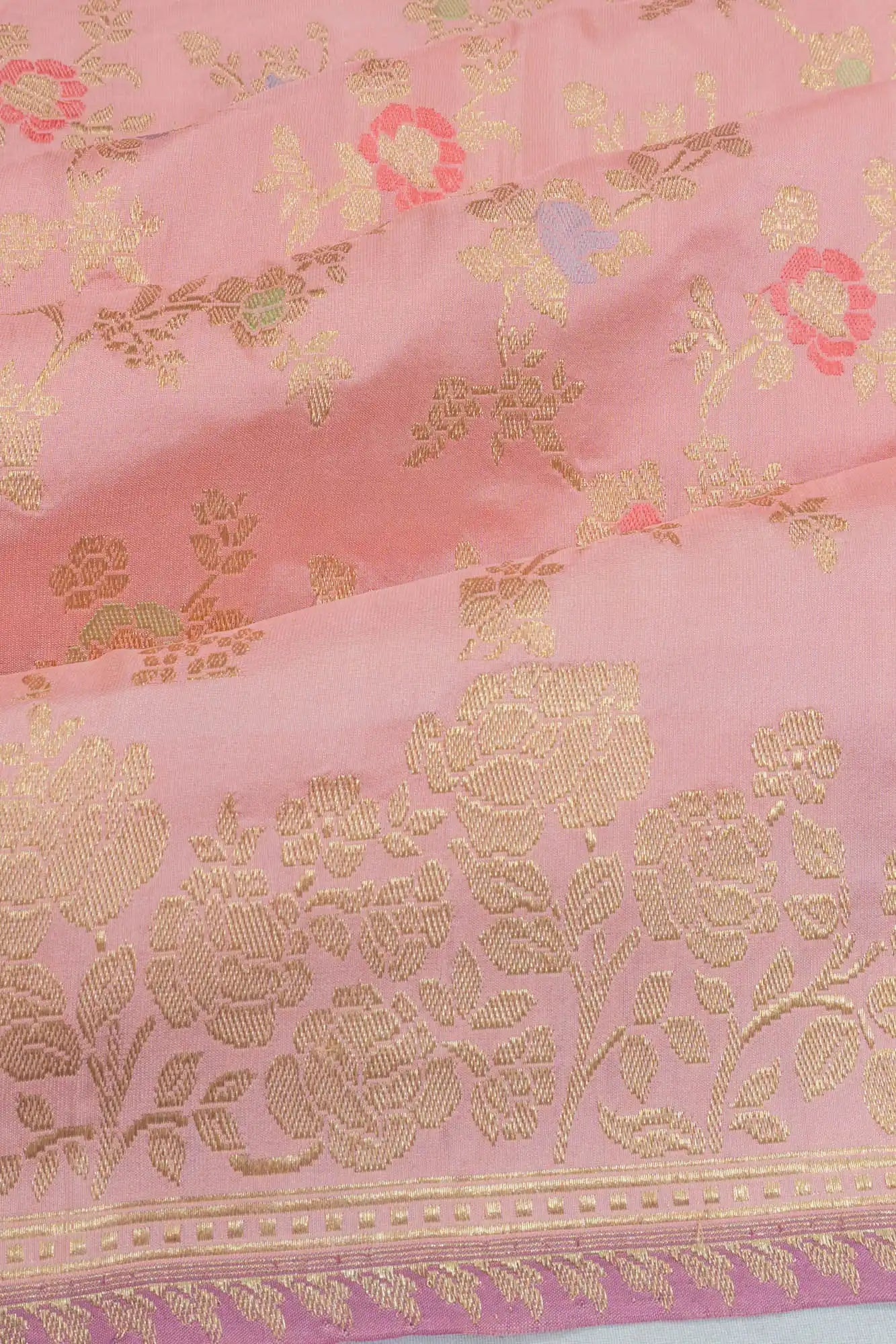 Banarasi Silk Jaal Peach Saree