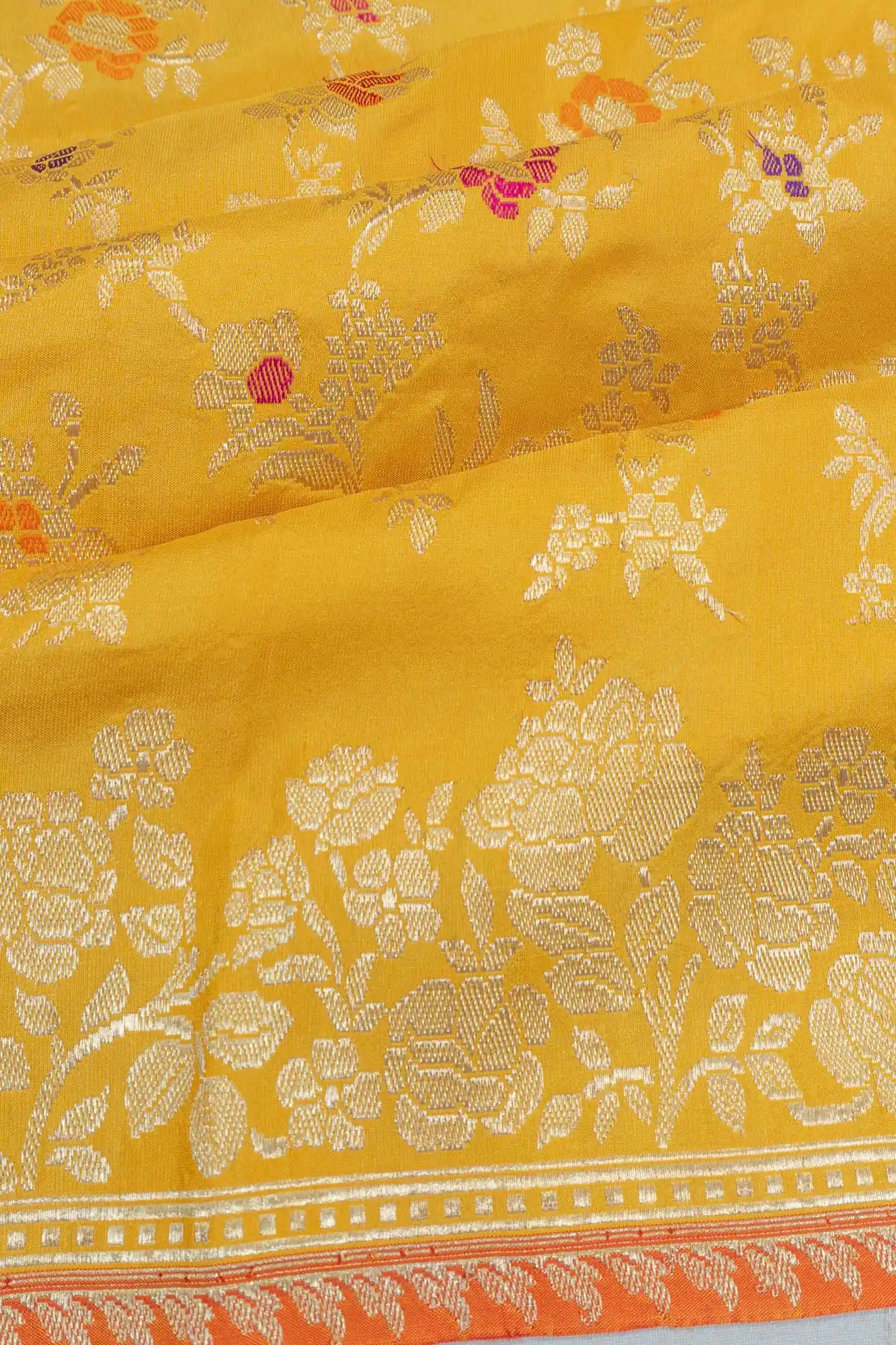 Banarasi Silk Jaal Yellow Saree