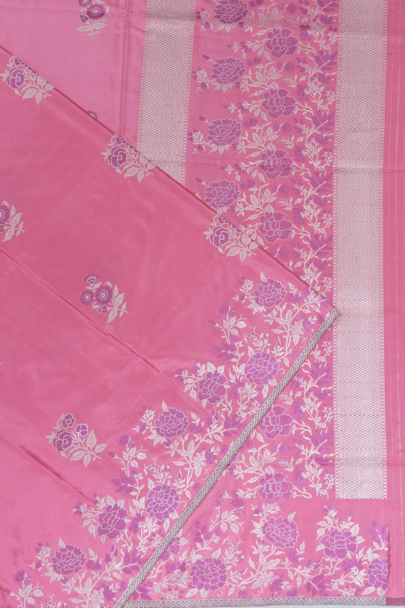 Banarasi Satin Butta Pink Saree